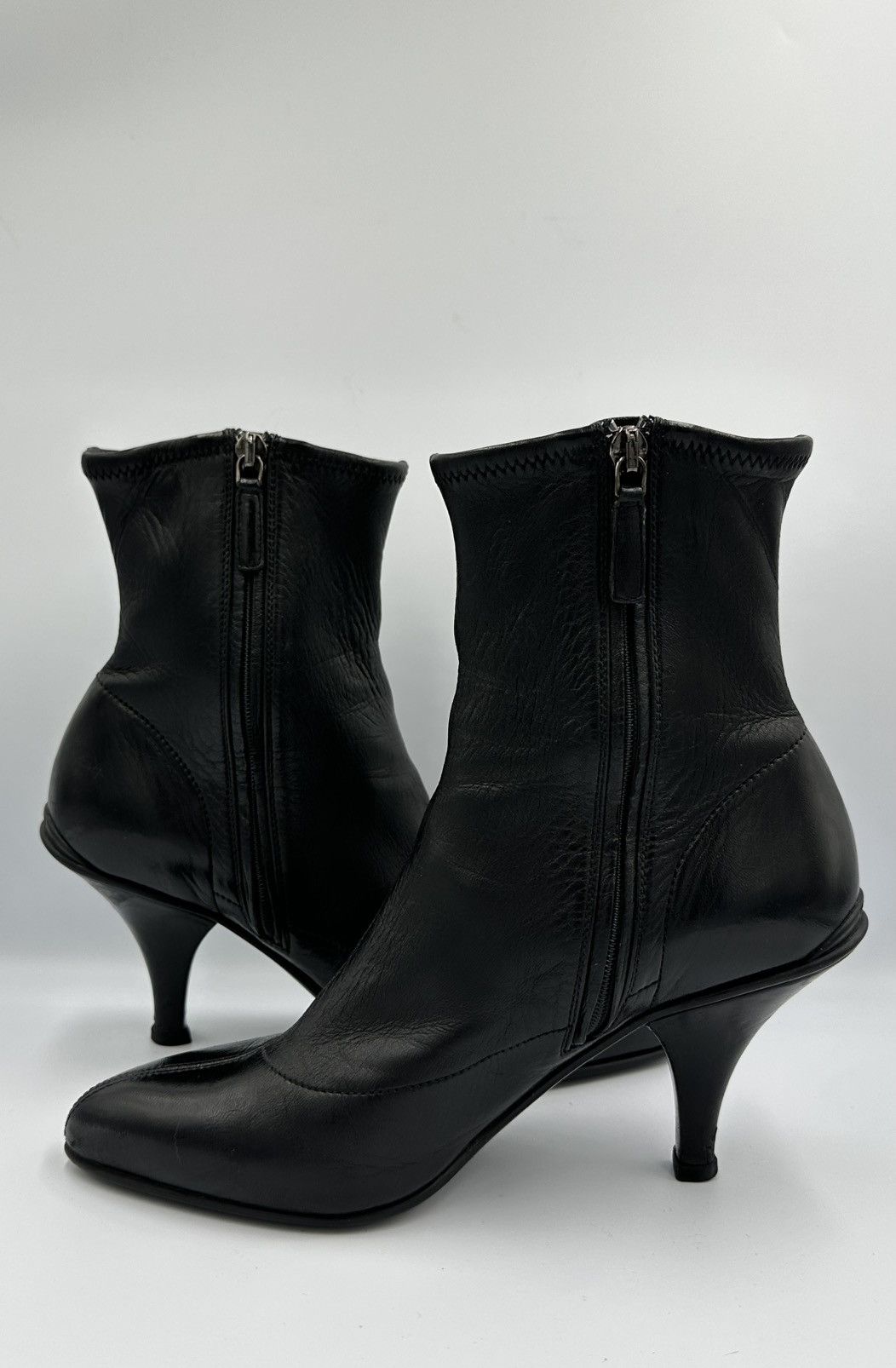 Prada Prada leather Boots with logo embroidery Size US 6 / IT 36 - 8 Thumbnail