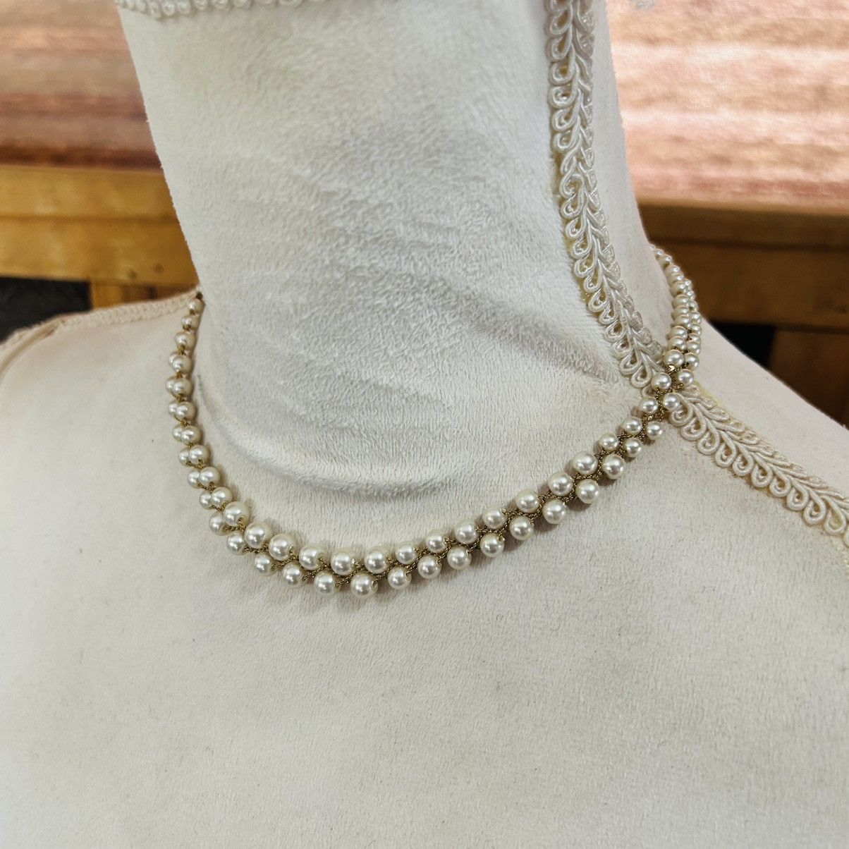 Vintage Vintage 80s braided lattice glass pearl chain necklace Size ONE SIZE - 3 Thumbnail