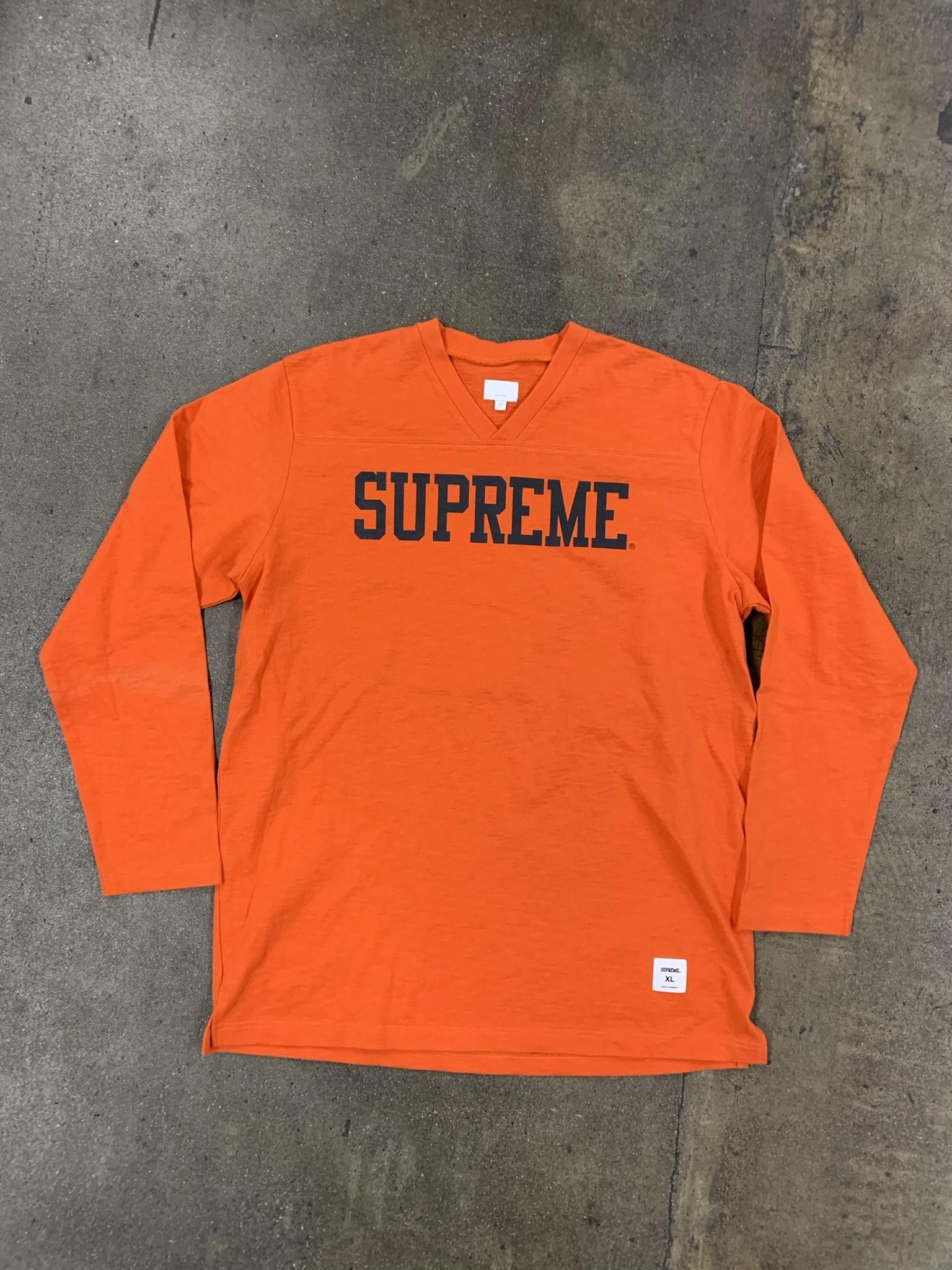 Image of Supreme Vneck Longsleeve Jersey Tee in Orange, Men's (Size XL)