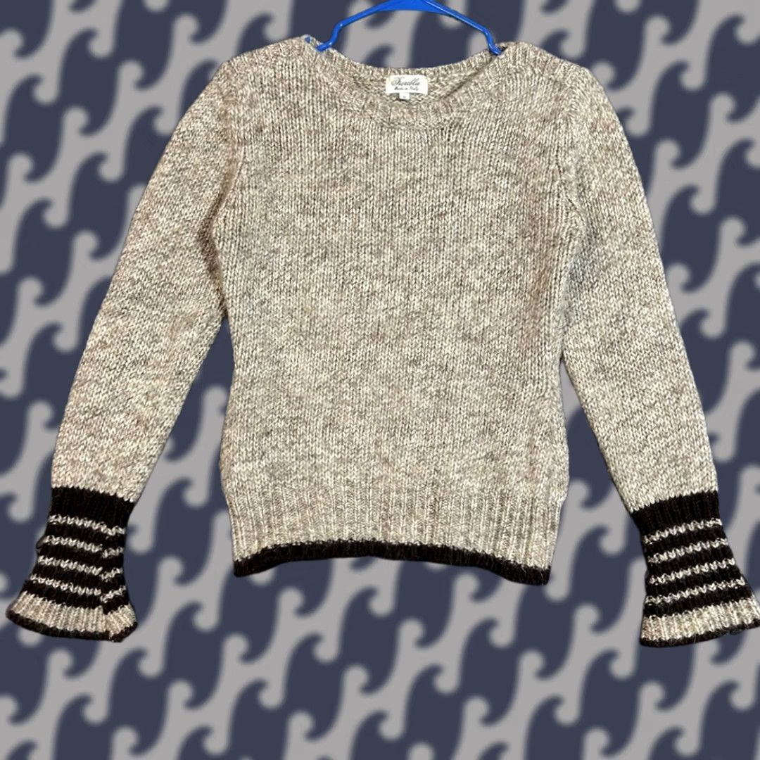 Vintage Fioreblu Wool Knit Sweater Women's Small Brown Striped Cuff Flare Made in Italy Pullover S Knitwear Size S / US 4 / IT 40 - 1 Thumbnail
