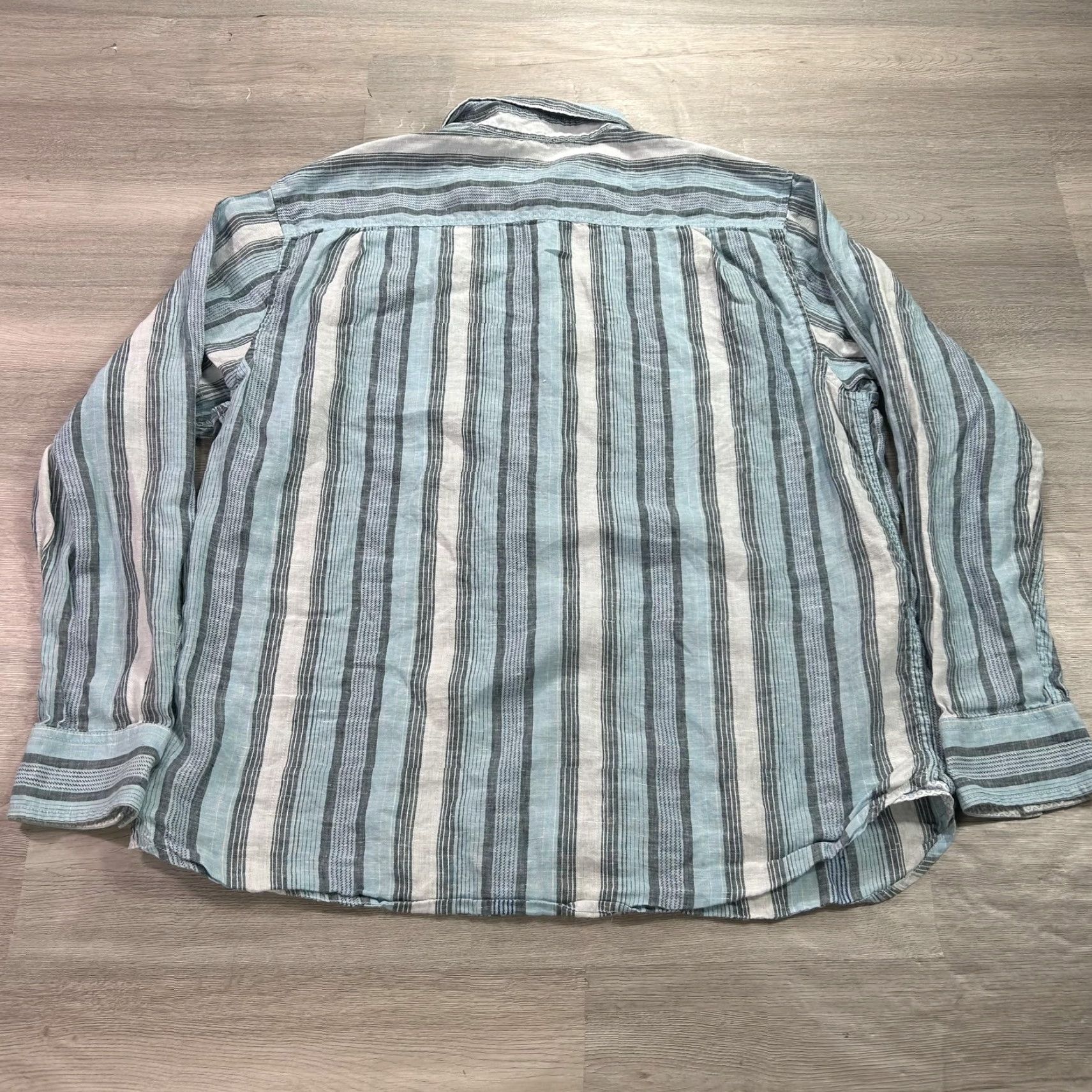 Tommy Bahama Tommy Bahama Shirt Mens Large 100% Linen Blue Stripe Button Front Casual Size US L / EU 52-54 / 3 - 2 Thumbnail