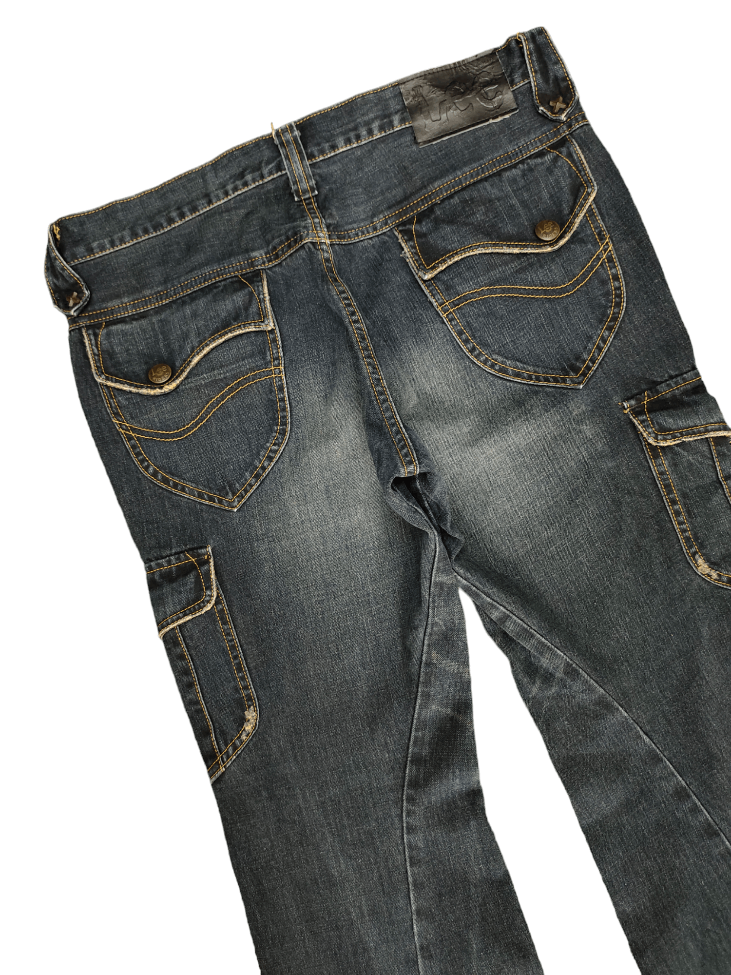 If Six Was Nine Flare Jeans Lee Spiral Cut Cargo Boot Cut Y2k Goa Style Size US 33 - 15 Thumbnail