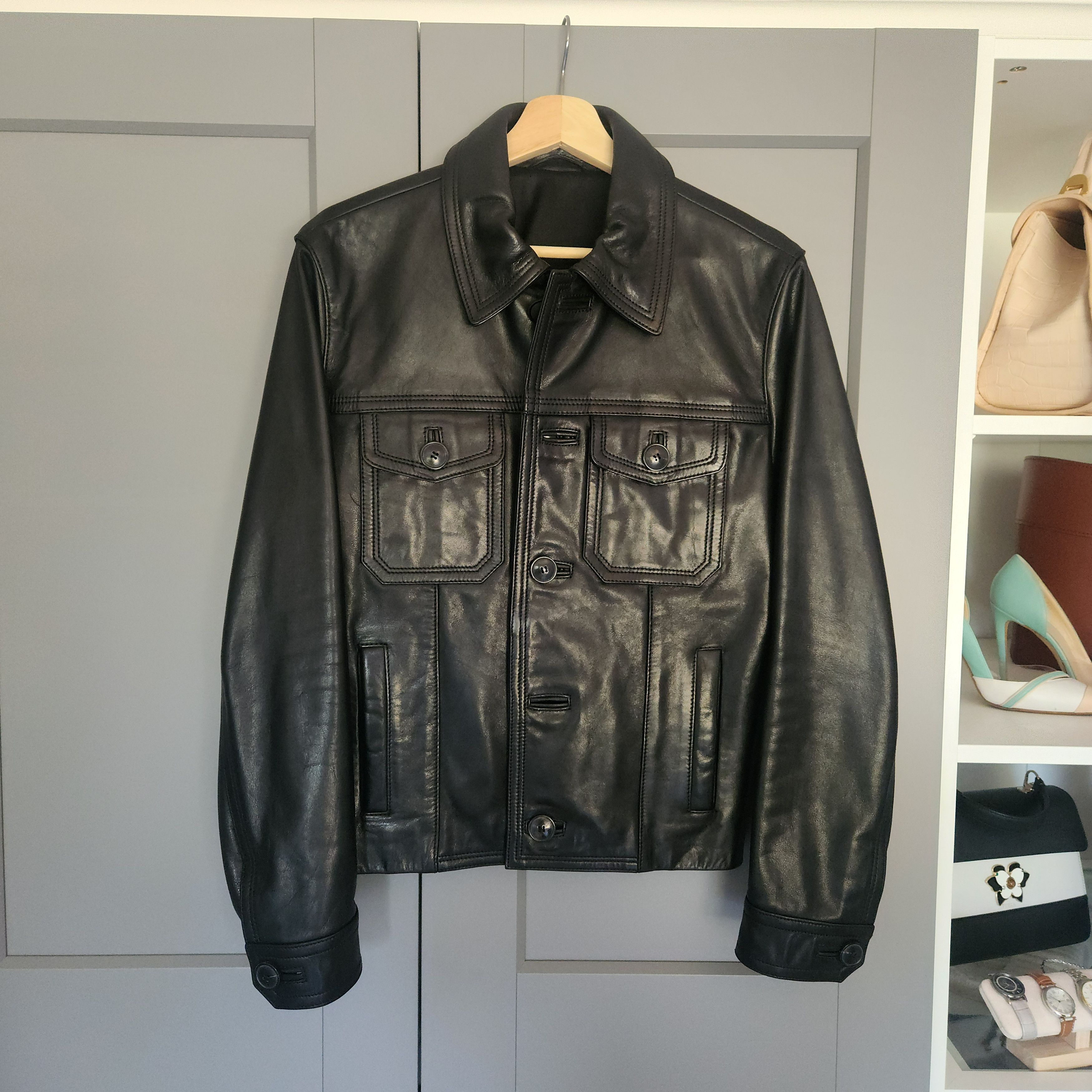 AMI Black Leather Jacket