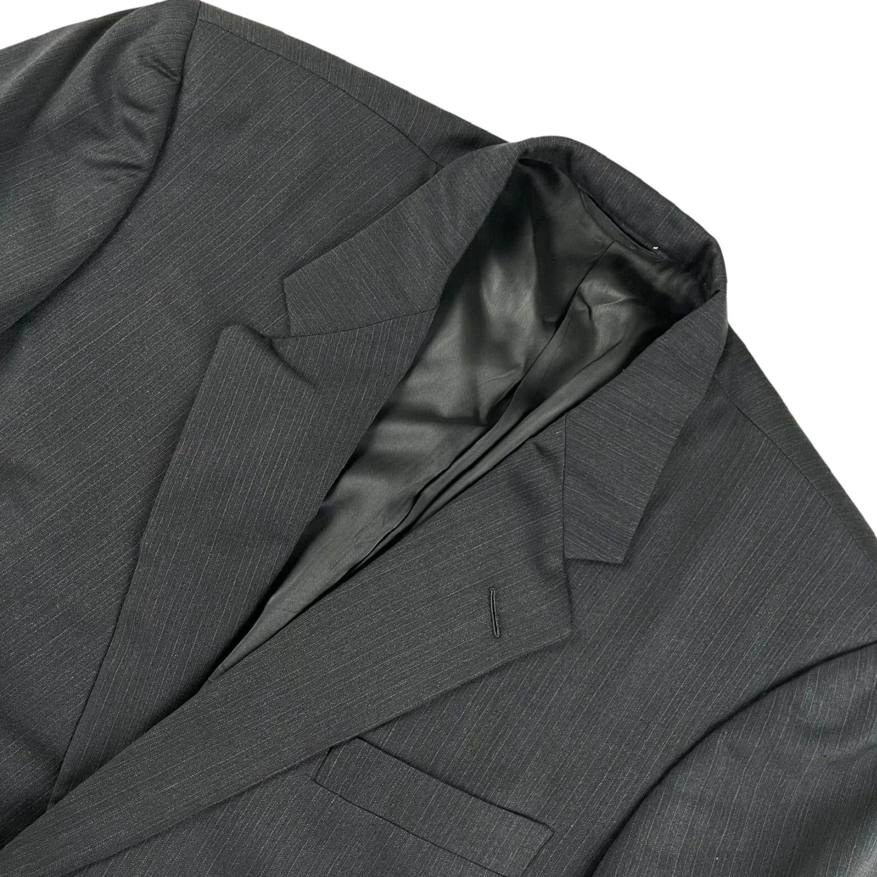 Vintage VINTAGE Hickey Freeman Men’s Blazer Jacket 46R Wool Blue/Gray Two-Button 2-Button Single-Vented Notch Lapel Mens Size 46R - 2 Thumbnail