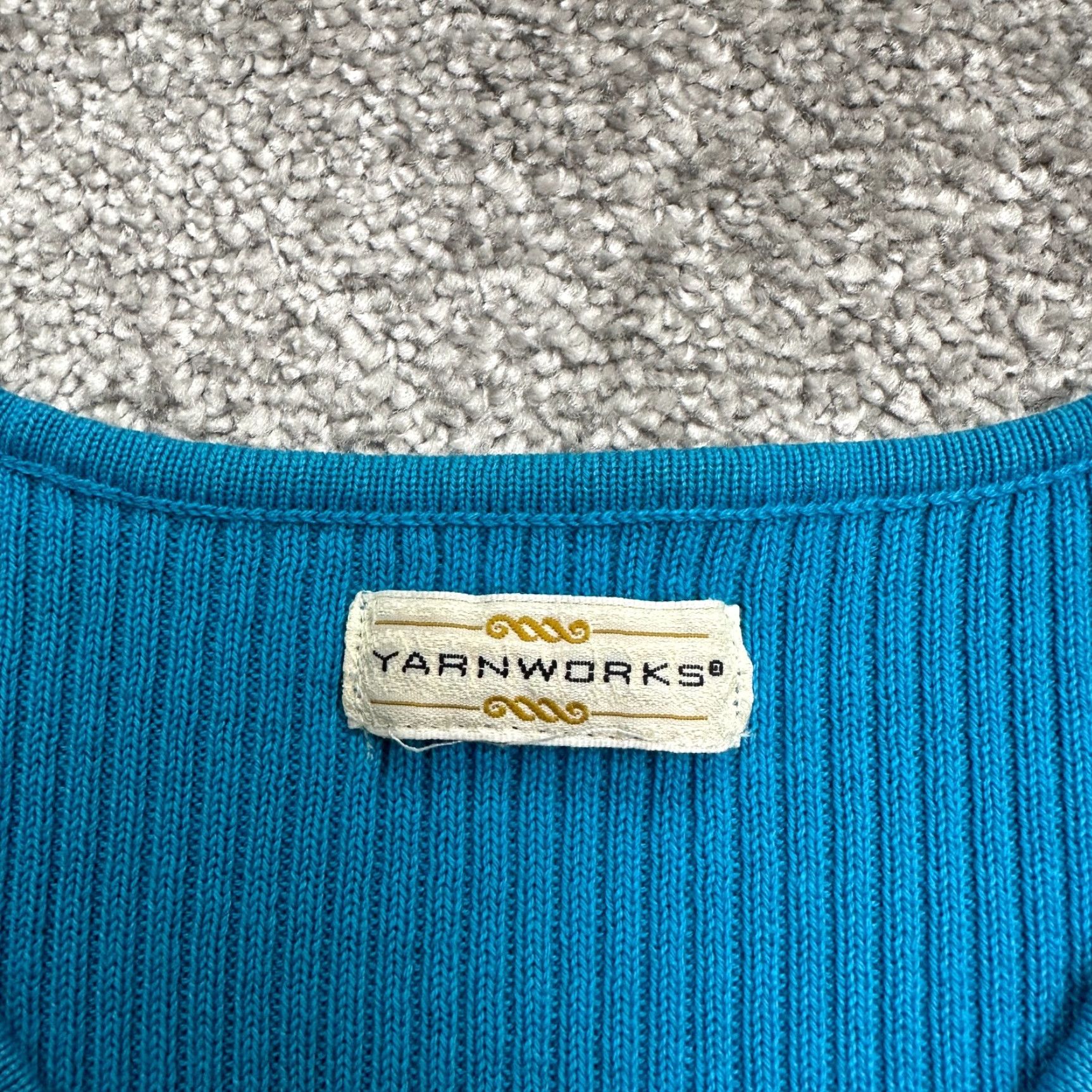 Vintage YarnWorks Pullover Sweater Women M Blue V-Neck Ribbed Knit Casual Classic Knitwear Size M / US 6-8 / IT 42-44 - 7 Thumbnail