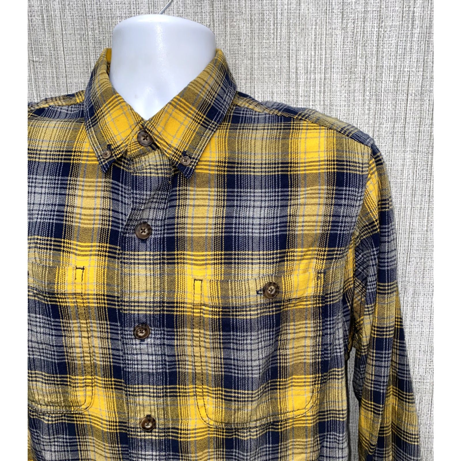 Duluth Trading Company Duluth Trading Co Mens Plaid Shirt Long Sleeve Cotton Flannel Button-Up Size M Yellow/Blue Mens Shirt Size US M / EU 48-50 / 2 - 2 Thumbnail