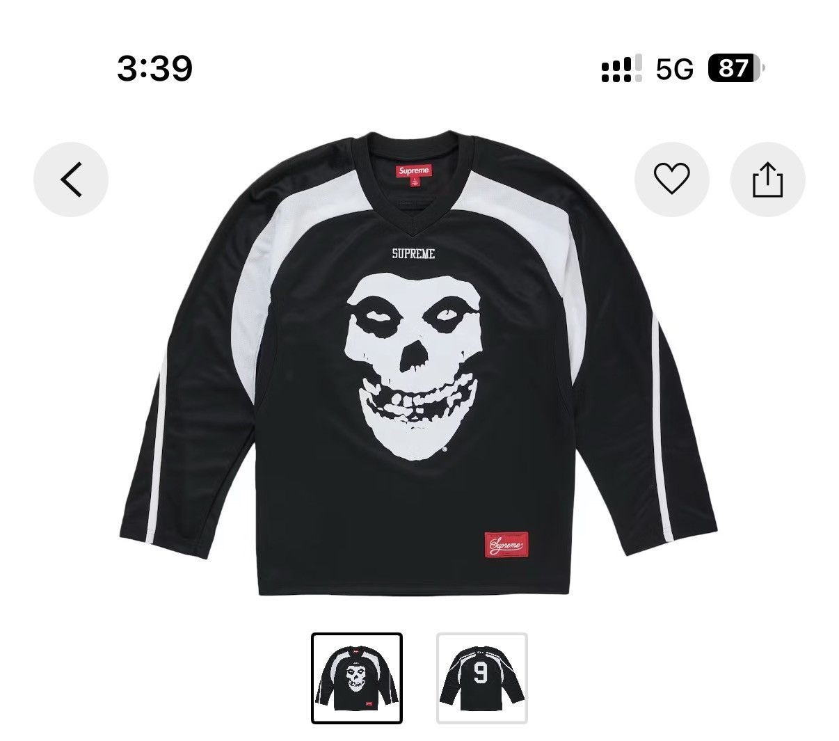 Misfits × Supreme Supreme The Misfits Hockey Jersey Size US L / EU 52-54 / 3 - 1 Thumbnail