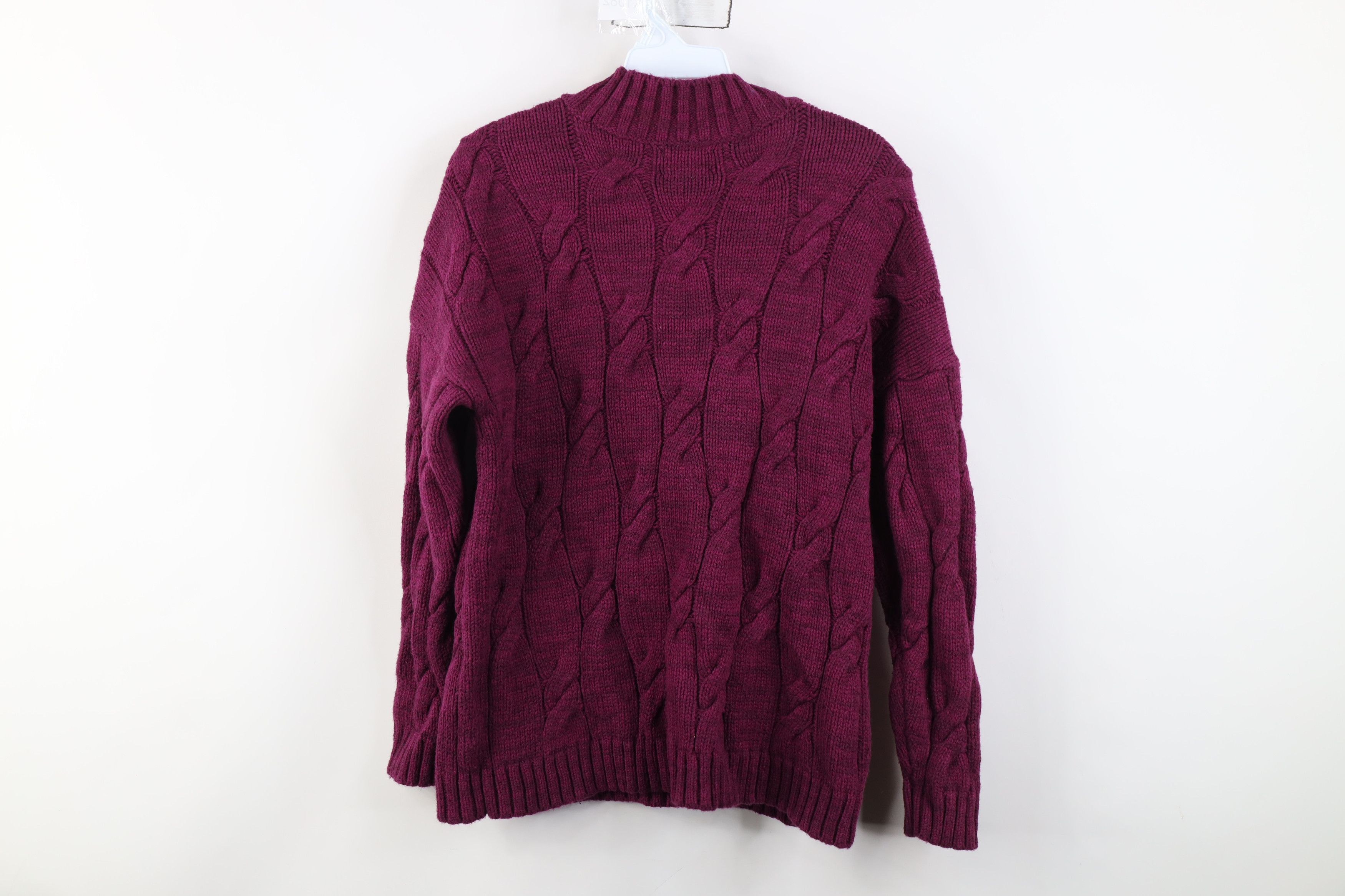 Lands' End Vintage Lands End Fisherman Chunky Cable Mock Neck Sweater Size S / US 4 / IT 40 - 8 Thumbnail