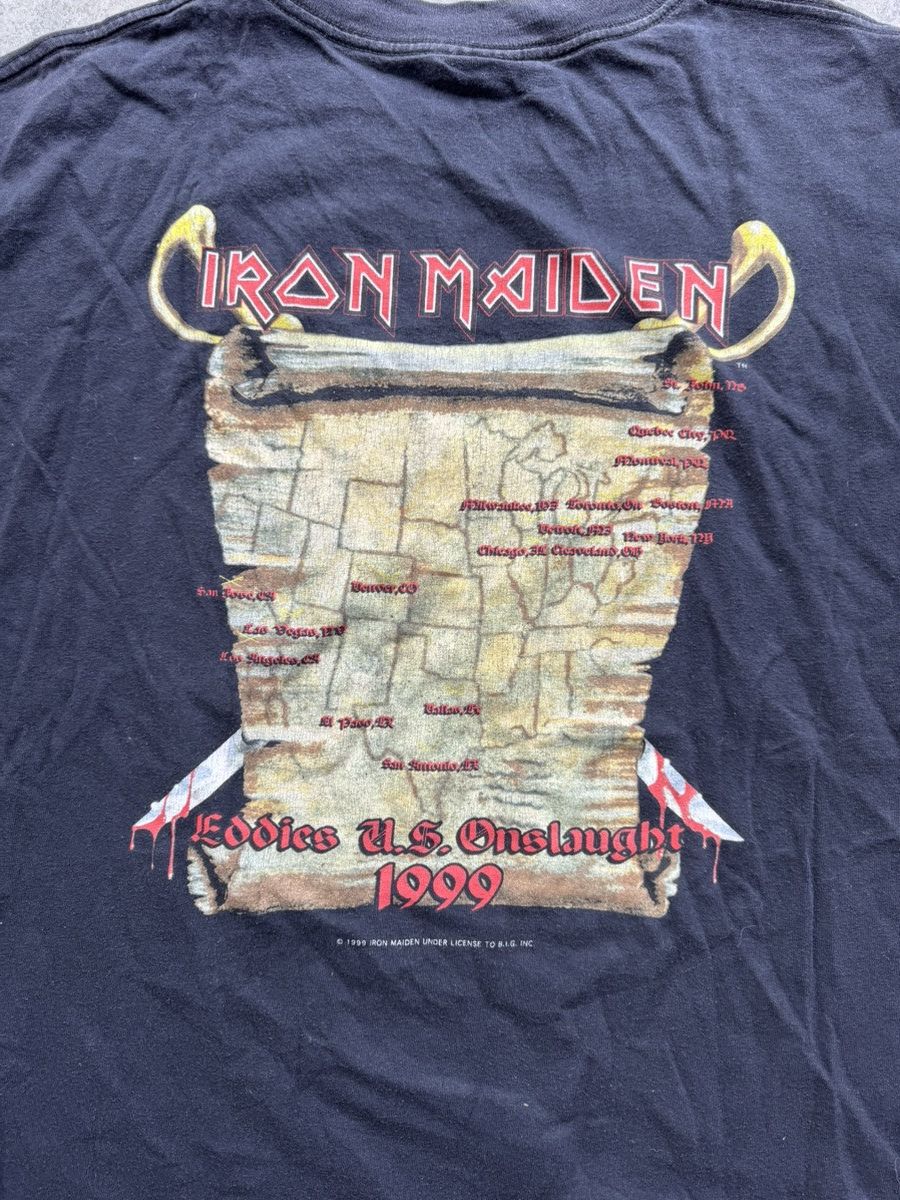 Band Tees × Iron Maiden × Vintage Vintage 1999 Iron Maiden “Eddies Onslaught” Tour Tee Size US XL / EU 56 / 4 - 5 Thumbnail