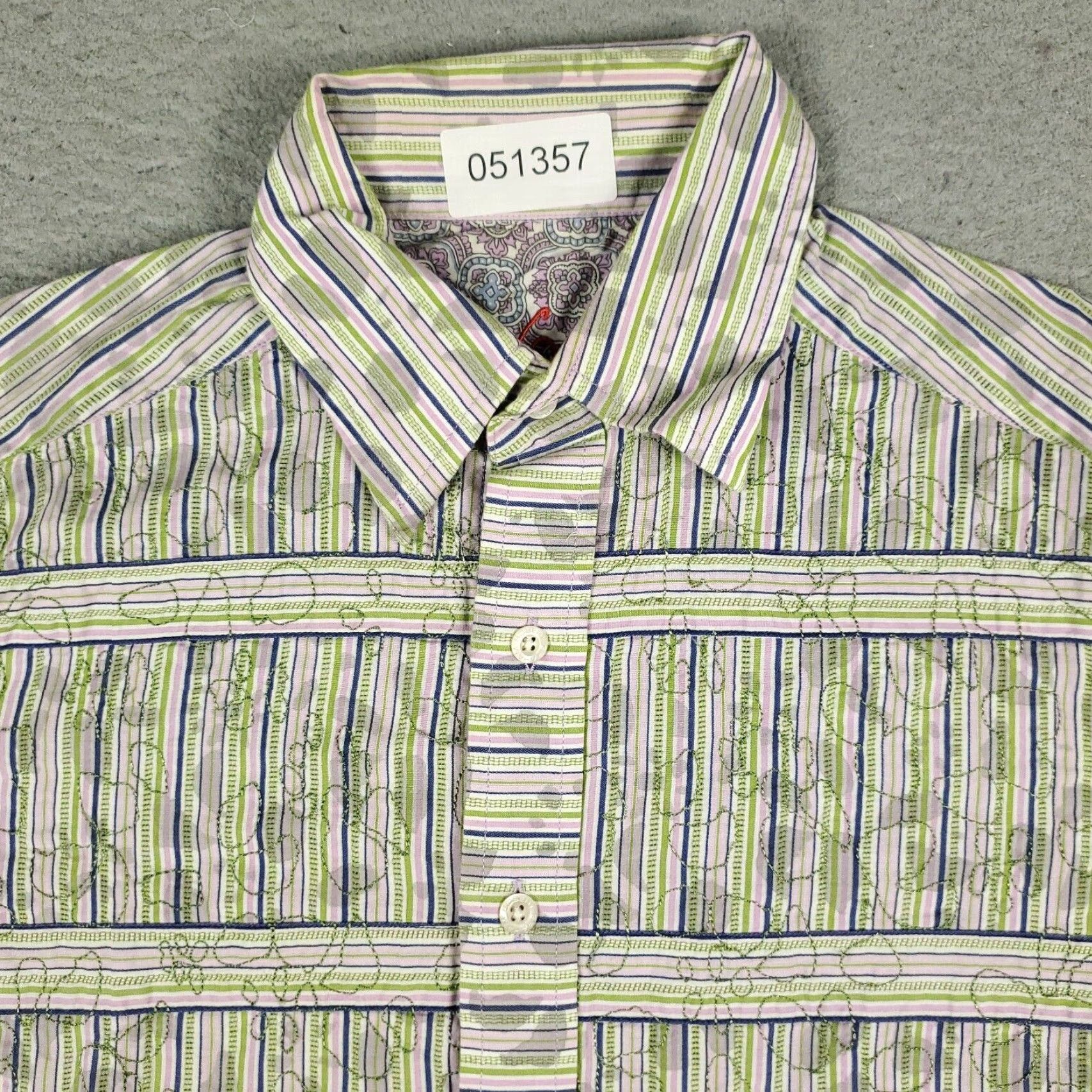 Robert Graham Robert Graham Shirt Mens Small Blue Green Striped Casual Button-Up Short Sleeve Size US S / EU 44-46 / 1 - 2 Thumbnail