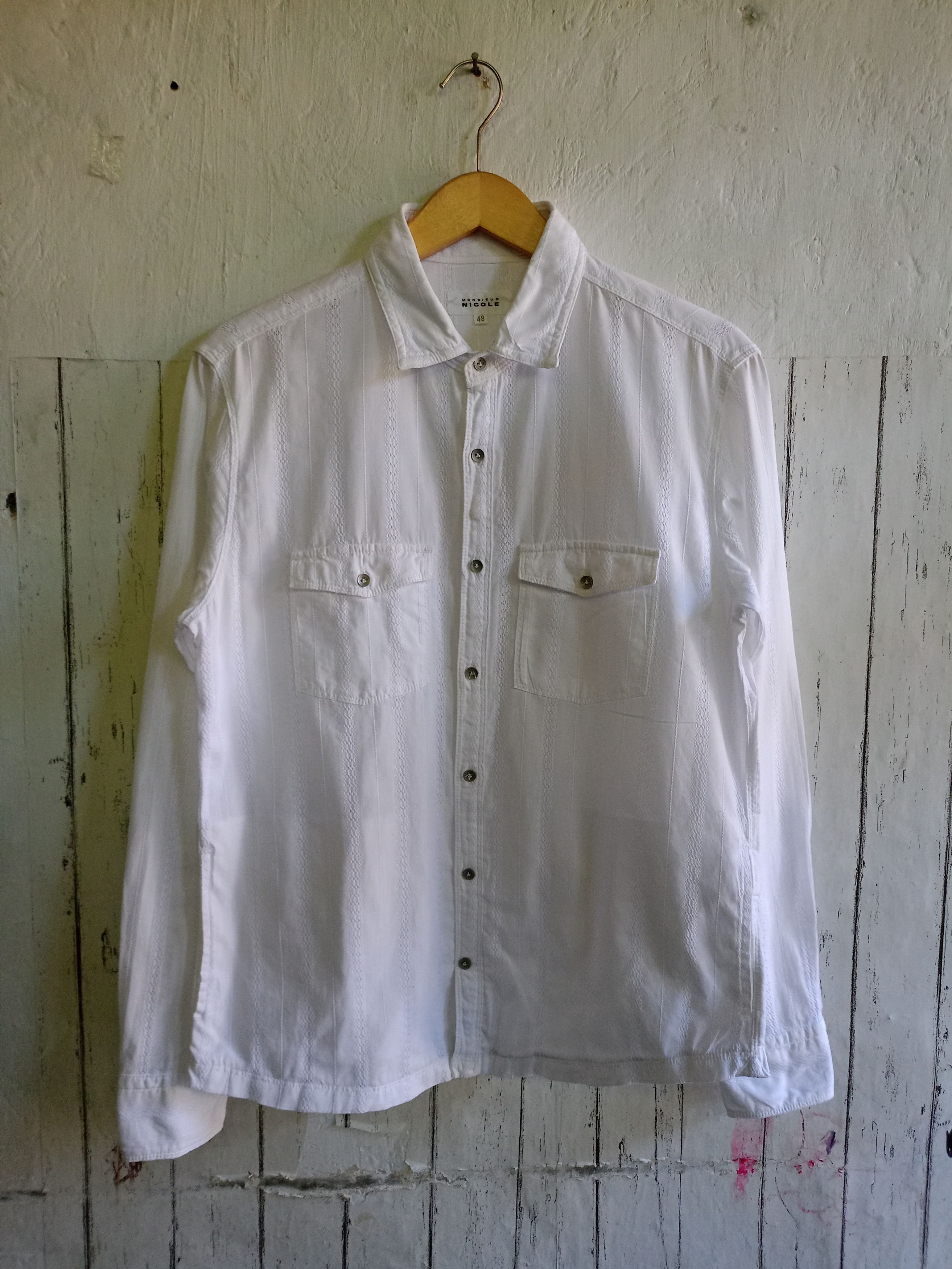 Japanese Brand Monsieur Nicole white button shirts Size US M / EU 48-50 / 2 - 1 Thumbnail