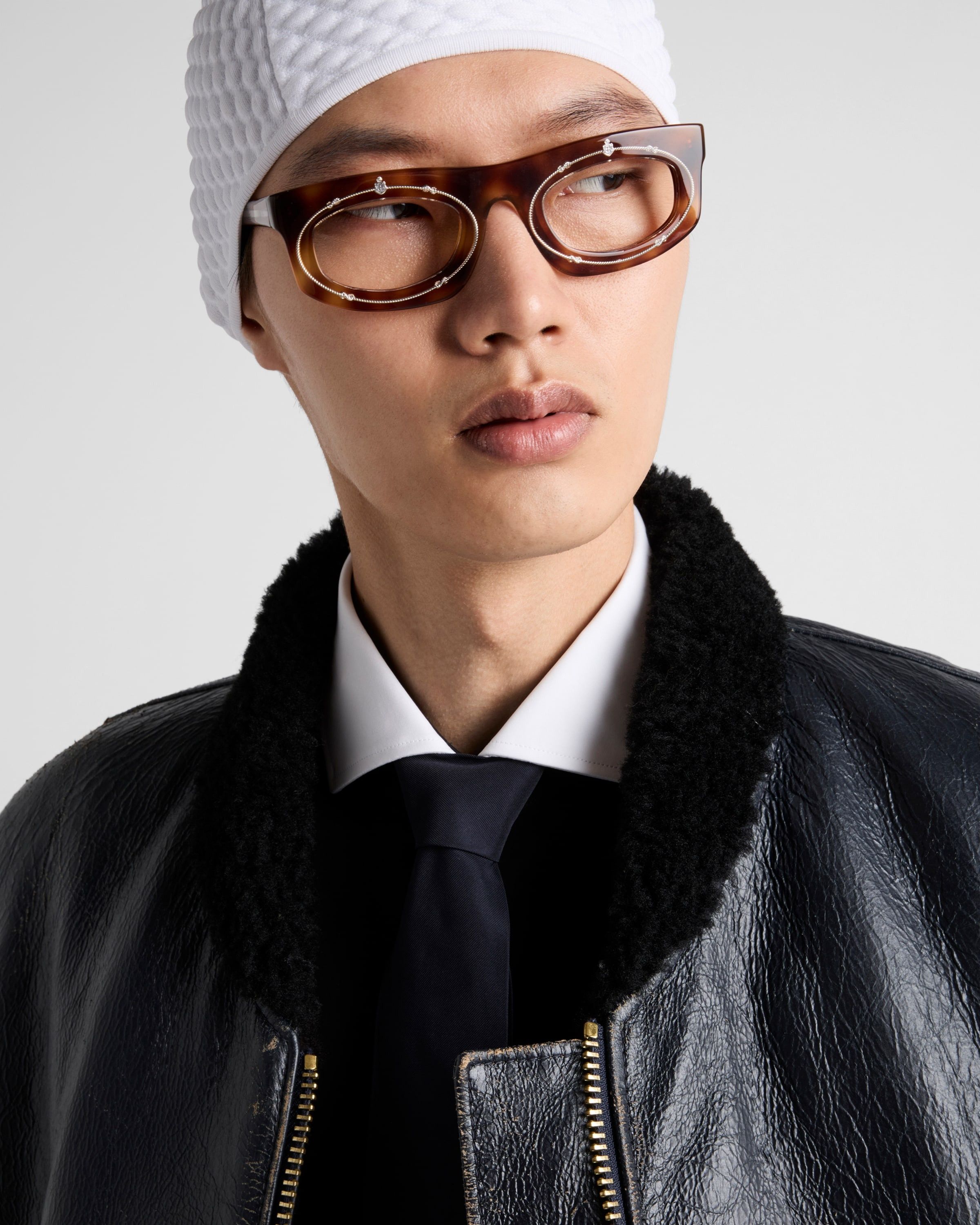 Prada o1bcso1str1025 Agnello Nappato Leather Bomber Jacket in Navy Size US L / EU 52-54 / 3 - 3 Thumbnail