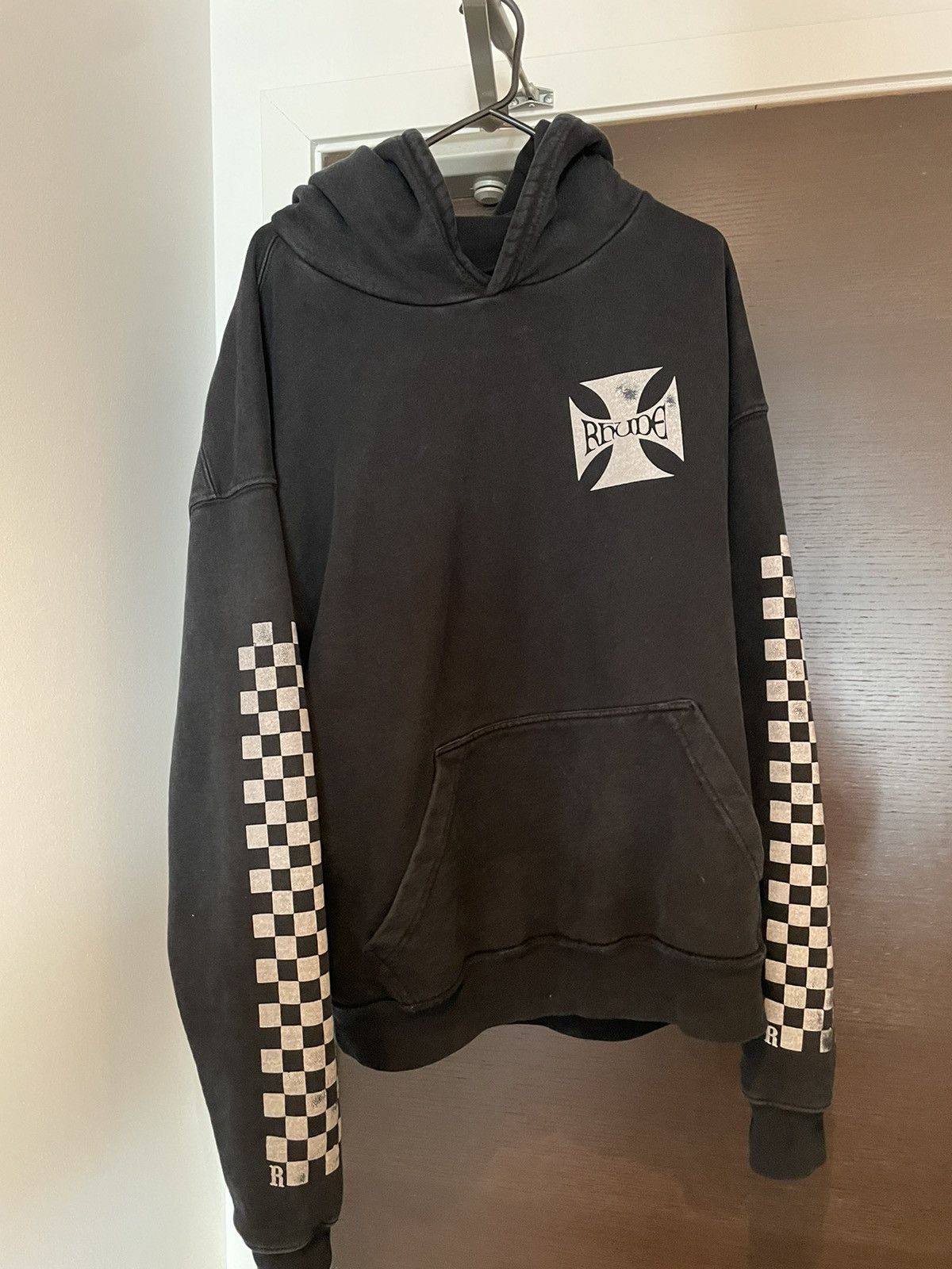 image of Rhude Black Washed Hoodie, Men's (Size XL)