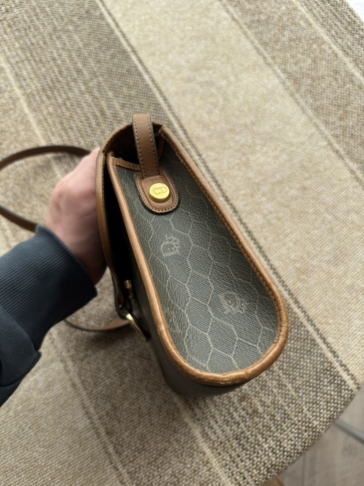 Dior Christian Dior Vintage Khaki Honeycomb Canvas Leather Bag Size ONE SIZE - 5 Thumbnail