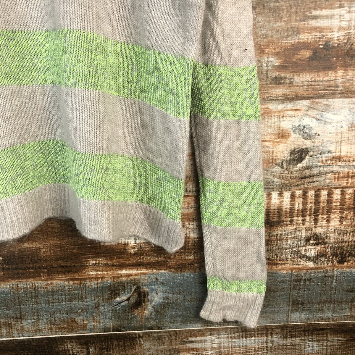 Japanese Brand DL Frees Phrase Stripe Green Knitwear #C518 Size US M / EU 48-50 / 2 - 8 Thumbnail