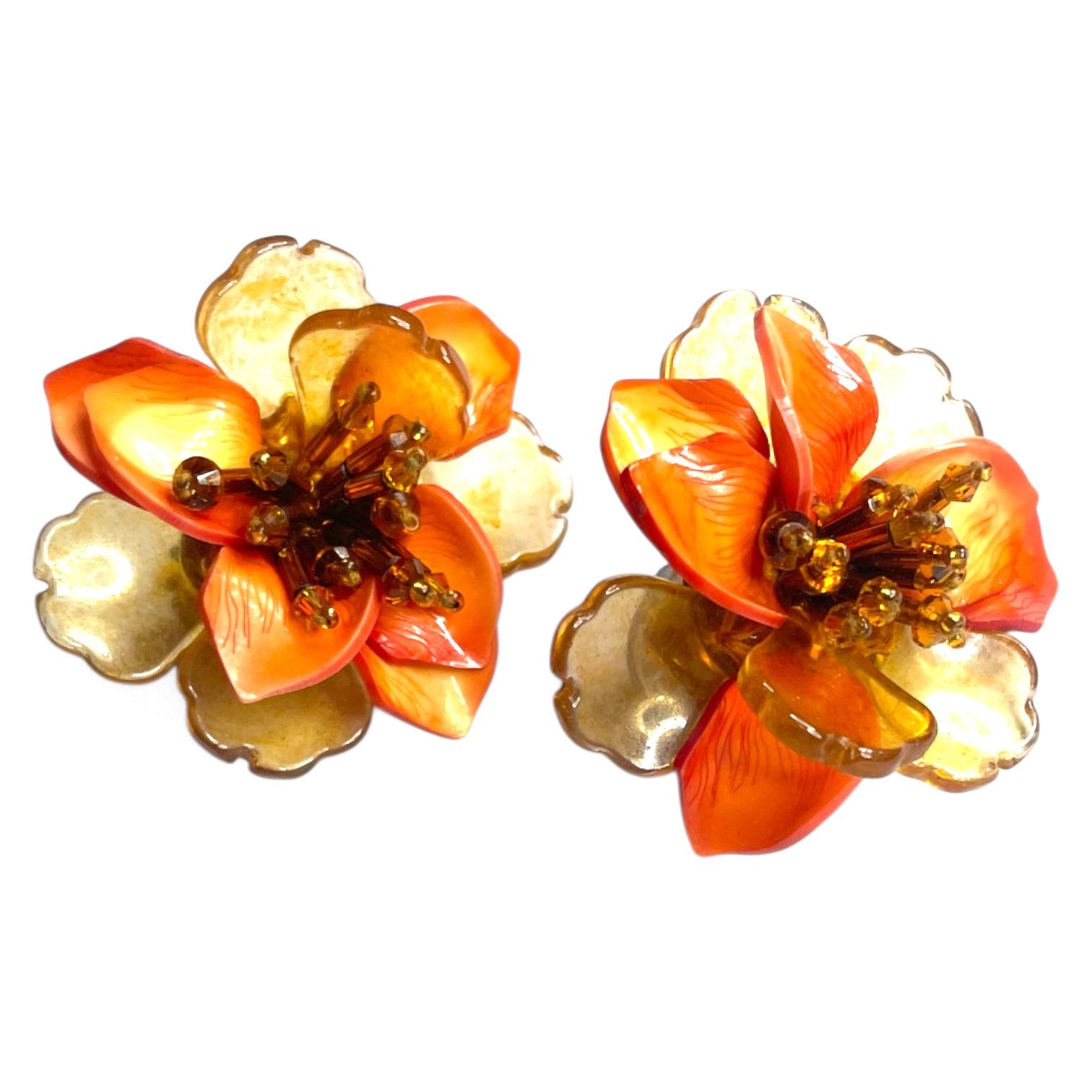 Oscar de la Renta $350 Stained Rose Earrings