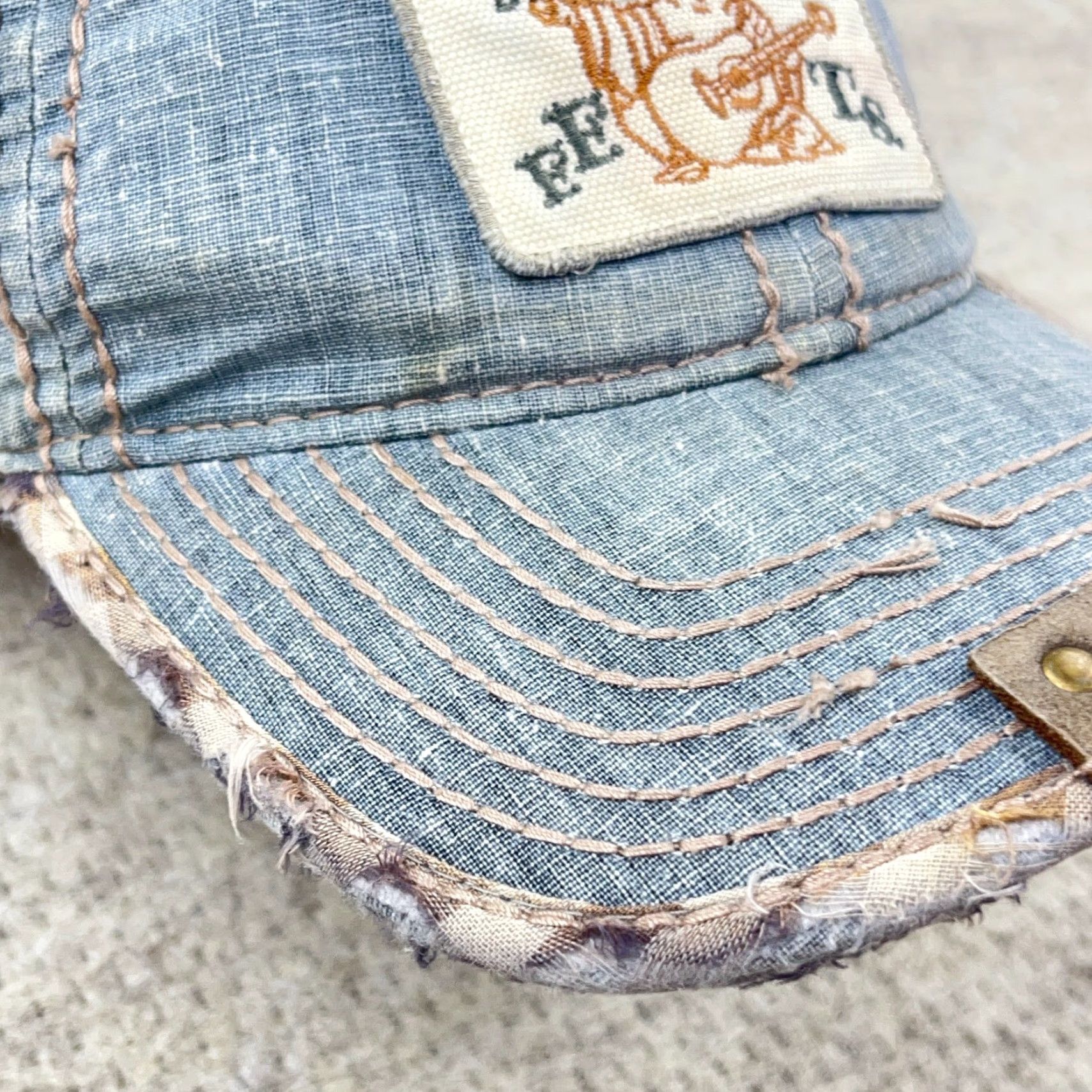 True Religion VINTAGE True Religion Hat Cap Strap Back Buddha Patch Distressed Y2K Size US 35 - 4 Thumbnail