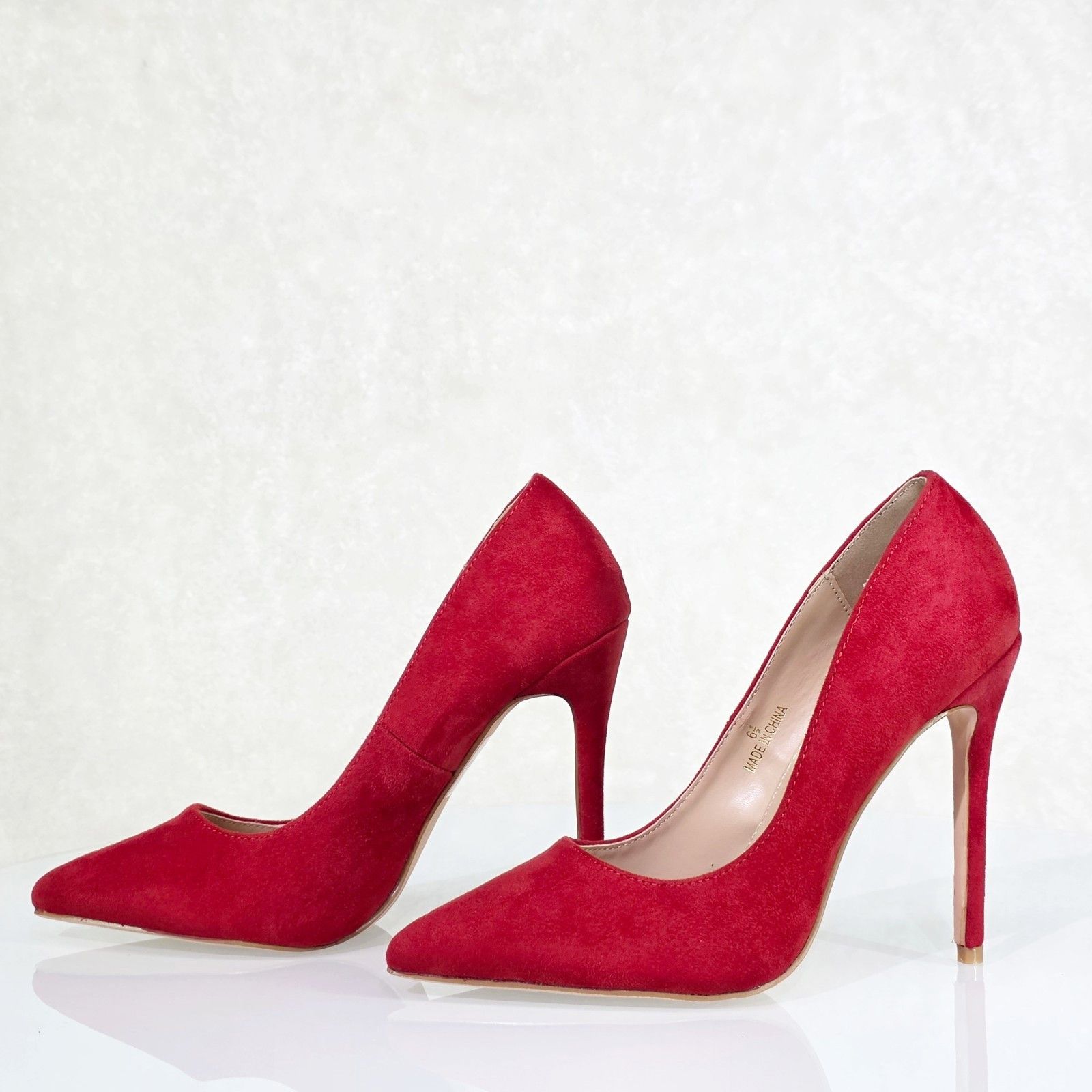 Other Lynn Red FX Suede High Heel Shoes Pointy Toe Pumps (Size:8;) Size US 8 / IT 38 - 1 Thumbnail