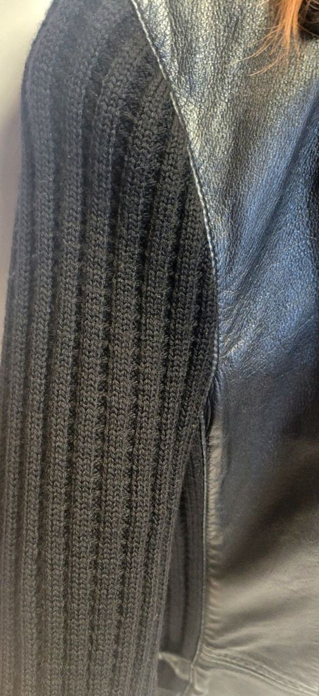 Other RARE Vintage Carlisle Black Leather Moto Jacket Ribbed Wool Size M / US 6-8 / IT 42-44 - 3 Thumbnail