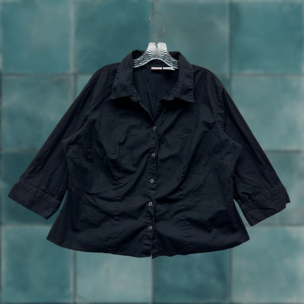 Vintage VINTAGE No Boundaries Y2K Top Button Blouse 2X Black Corpcore Office Fairy Grunge Whimsigoth Shirt Mens Women Girls Size XXL / US 16-18 / IT 52-54 - 1 Thumbnail
