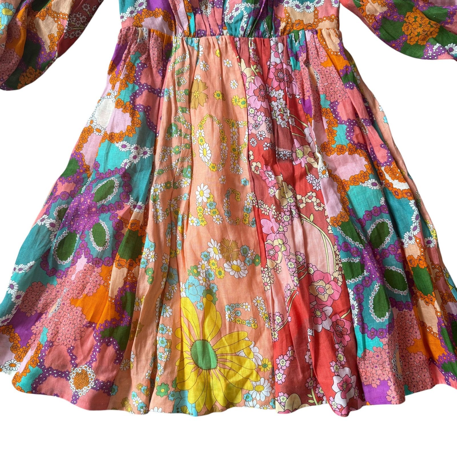 NEW Zimmermann Lola Paneled Floral Mini Dress AU 0 US 4