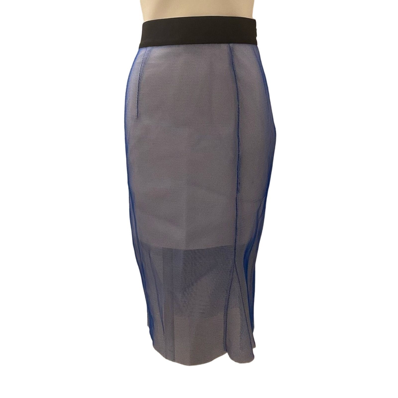 MILLY Milly Blue Midi Pencil Skirt sz 10 Milly Midi Net Skirt Size 32" / US 10 / IT 46 - 1 Thumbnail