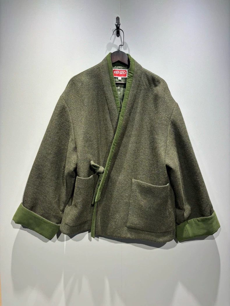 Kenzo KENZO Solid color rope V-neck long sleeve jacket Size L / US 10 / IT 46 - 1 Thumbnail