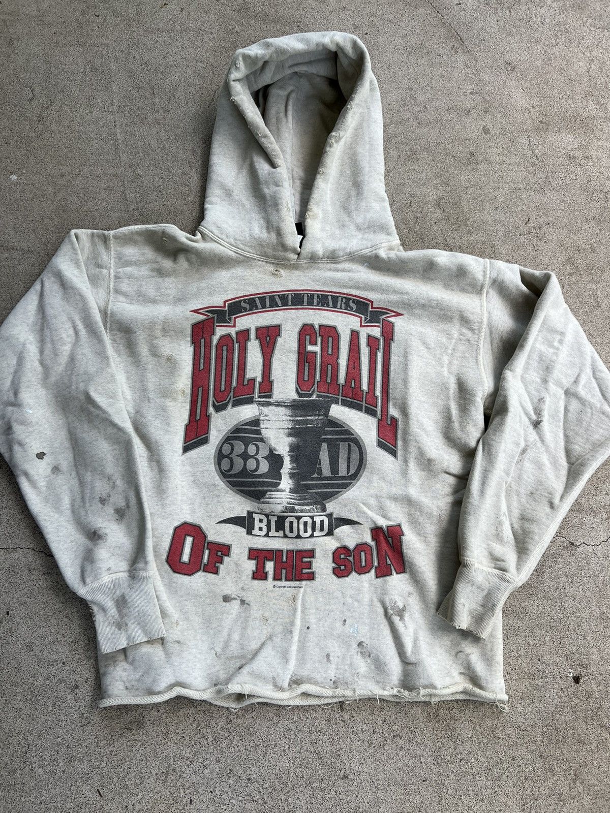 image of Denim Tears Holy Grail Hoodie in White, Men's (Size Large)