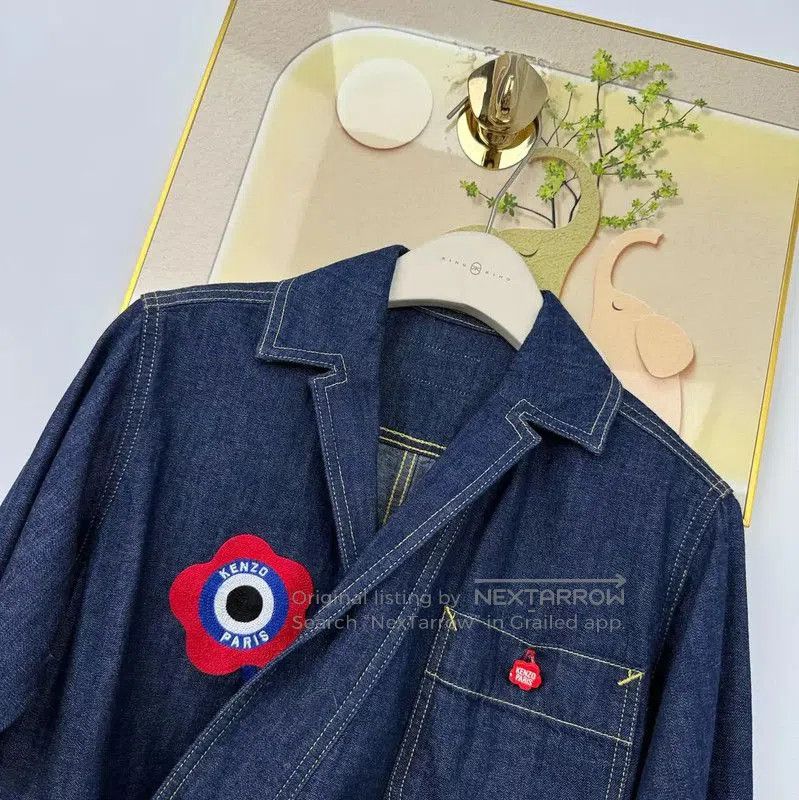 Kenzo KENZO Deep Blue Cotton Embroidered Jacket . Size XS / US 0-2 / IT 36-38 - 3 Thumbnail