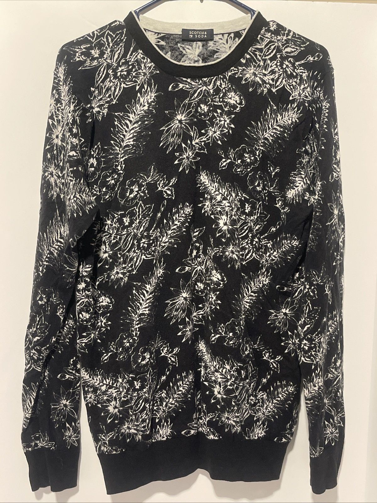 Scotch & Soda Scotch & Soda Jacquard Sweater Black White Drop Shoulder Size US M / EU 48-50 / 2 - 1 Thumbnail