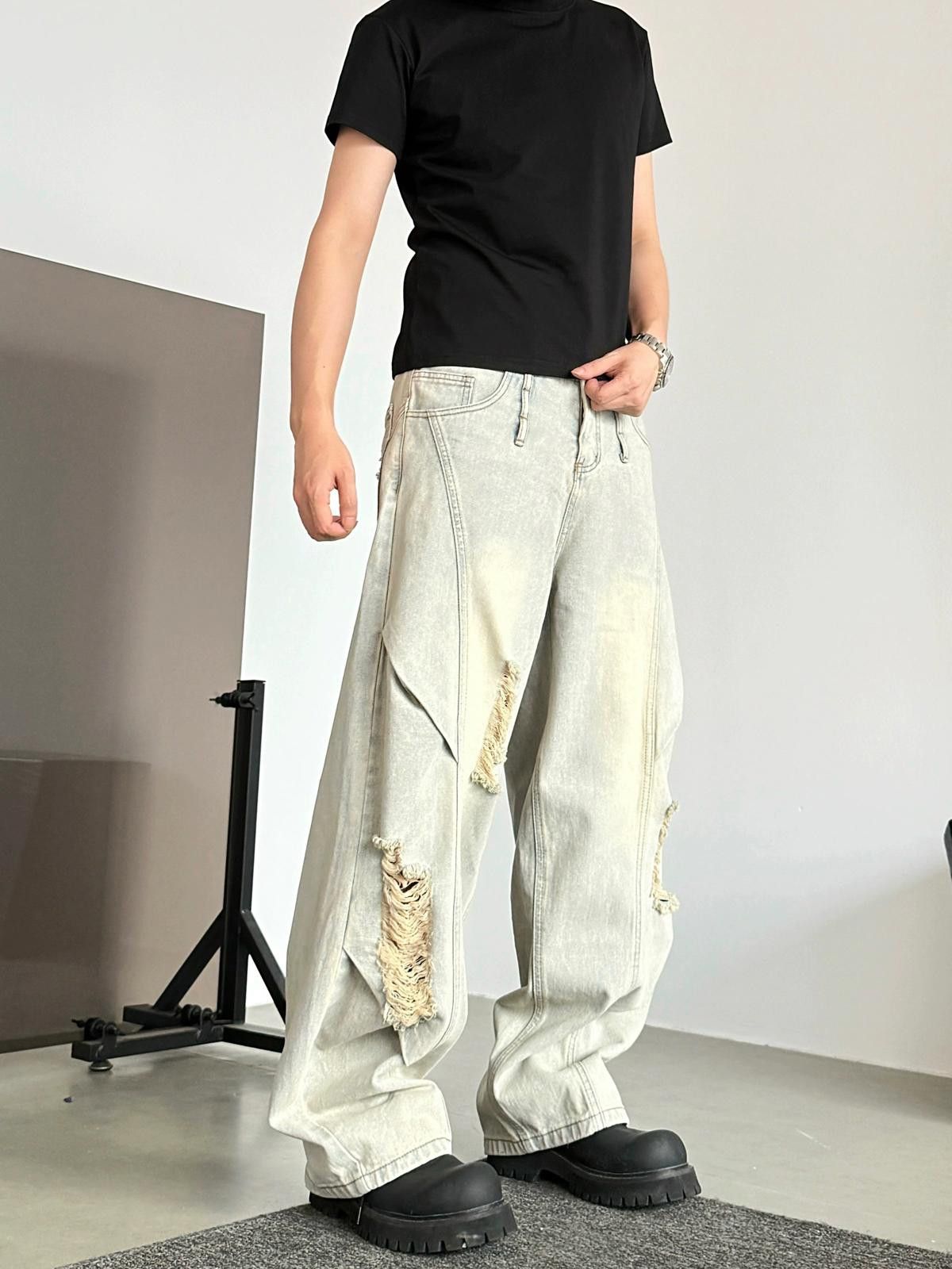 Other Distressed Ripped Wide-Leg Jeans Size US 30 / EU 46 - 2 Thumbnail