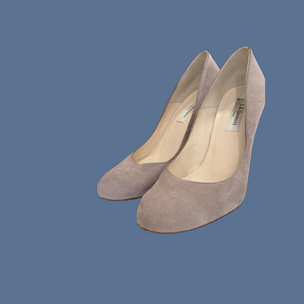 Vintage L.K. Bennett Taupe Suede Wedge Heels Size 7 US Wedges Dressy Wedding Business Shoes Women M Heel Vintage No Brides/Wedding Theme Size M / US 6-8 / IT 42-44 - 1 Thumbnail