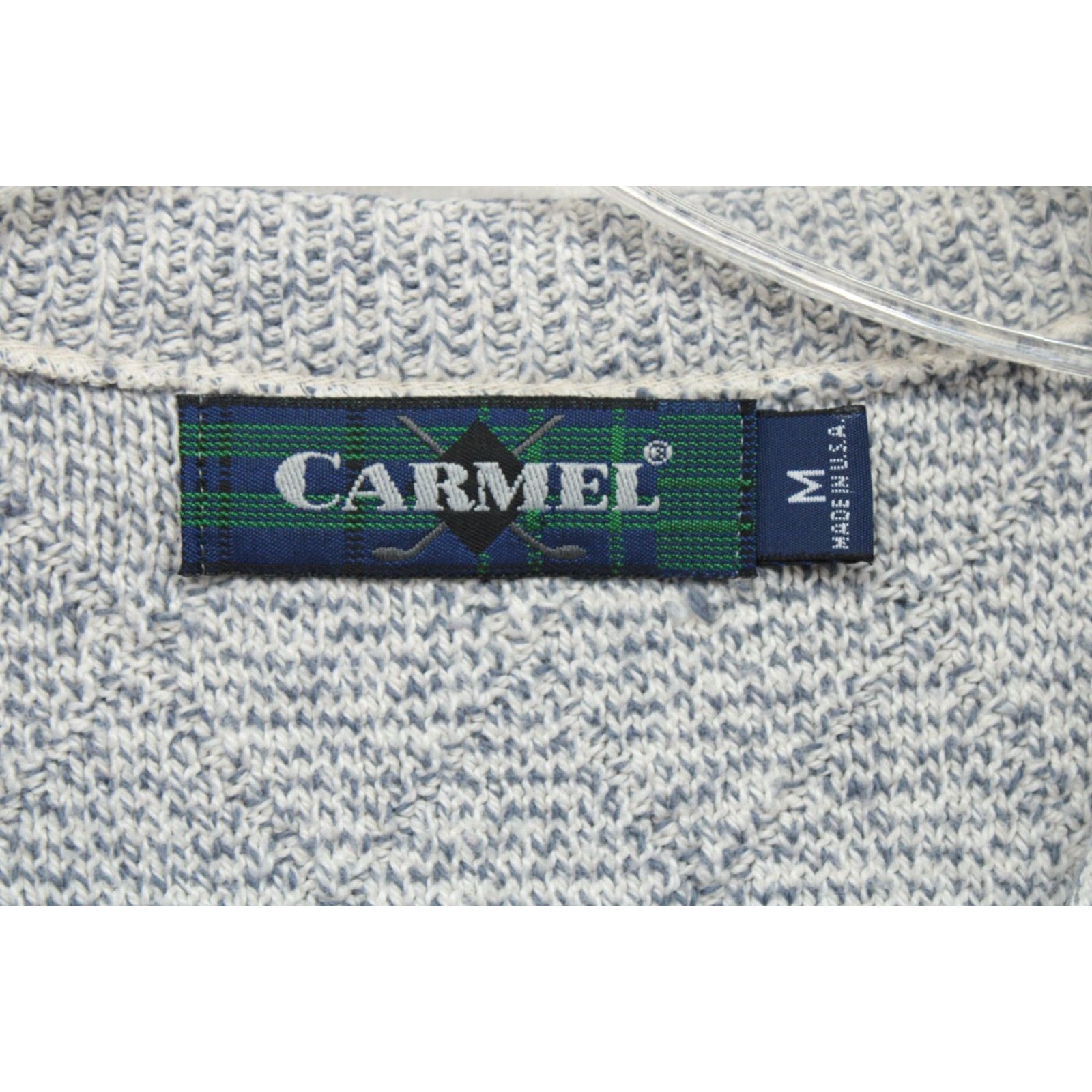 Vintage Carmel Golf Sweater Men's Medium Grey V Neck Logo Preppy Old School Pullover Knit Wool Cotton Nylon All Seasons Golf Mens Size US M / EU 48-50 / 2 - 7 Thumbnail