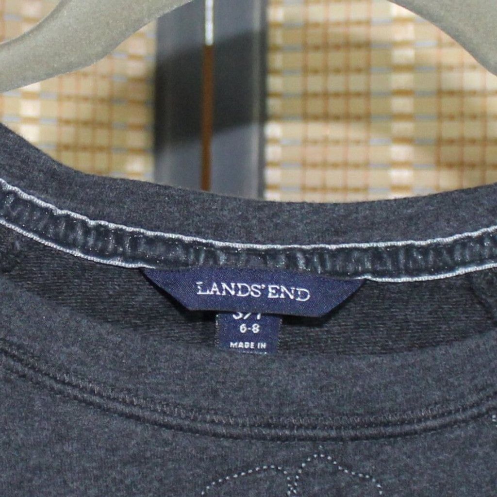 Lands' End Lands End Quilted Floral Sweatshirt in Charcoal Gray Heather Size S / US 4 / IT 40 - 3 Thumbnail