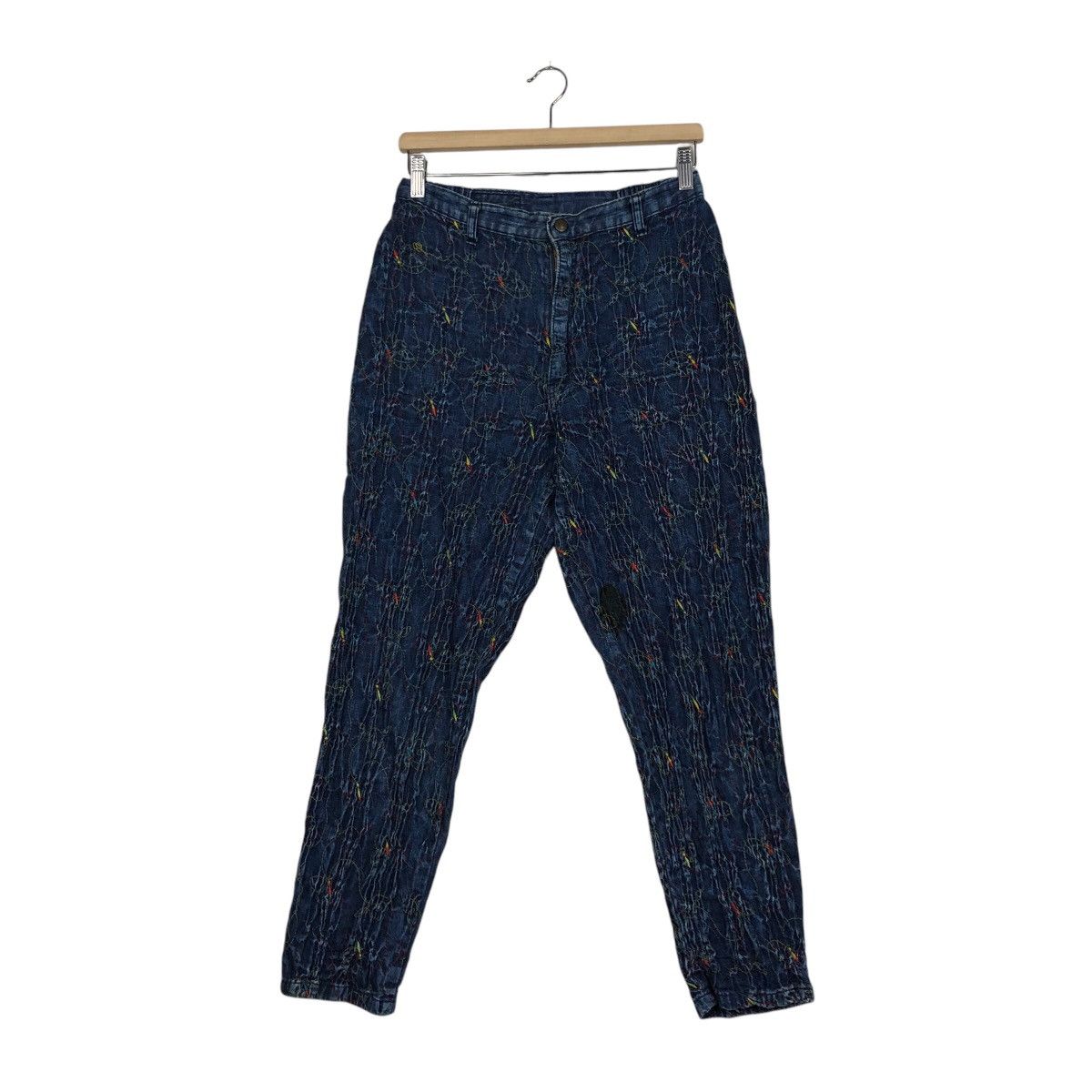 Japanese Brand 📌Vintage Denim Jeans Colourful Quilted Design Size 28" / US 6 / IT 42 - 2 Thumbnail