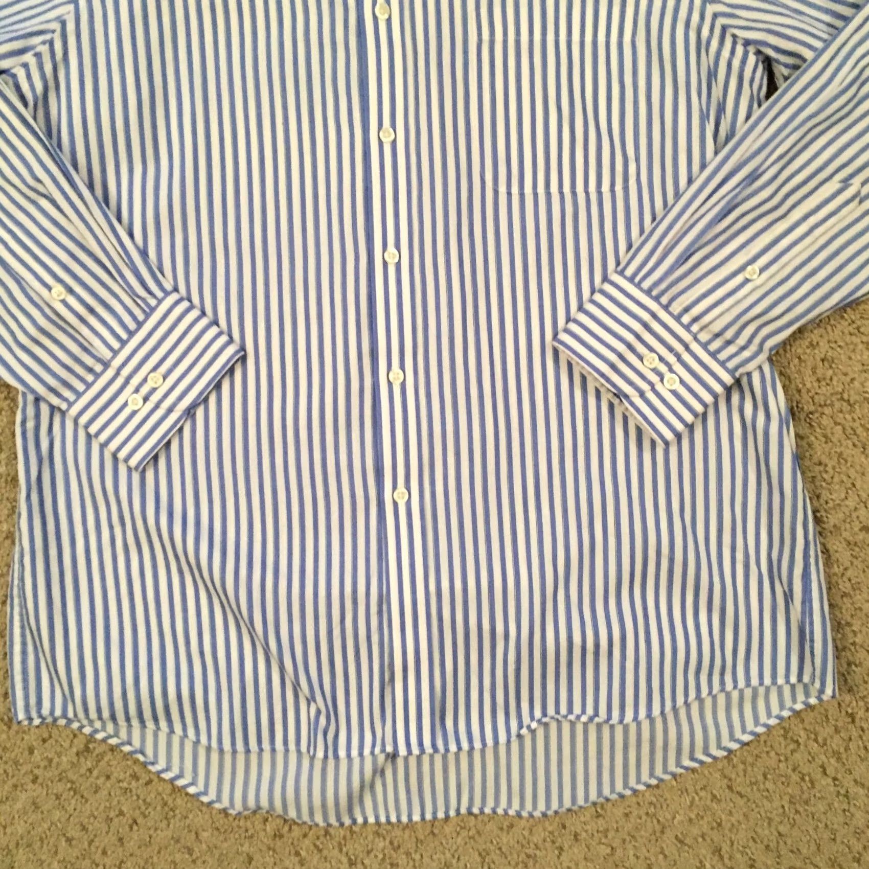 Chaps Chaps Shirt Mens 16.5 Blue Striped Classic Fit Long Sleeve Button Up Size US XL / EU 56 / 4 - 4 Thumbnail