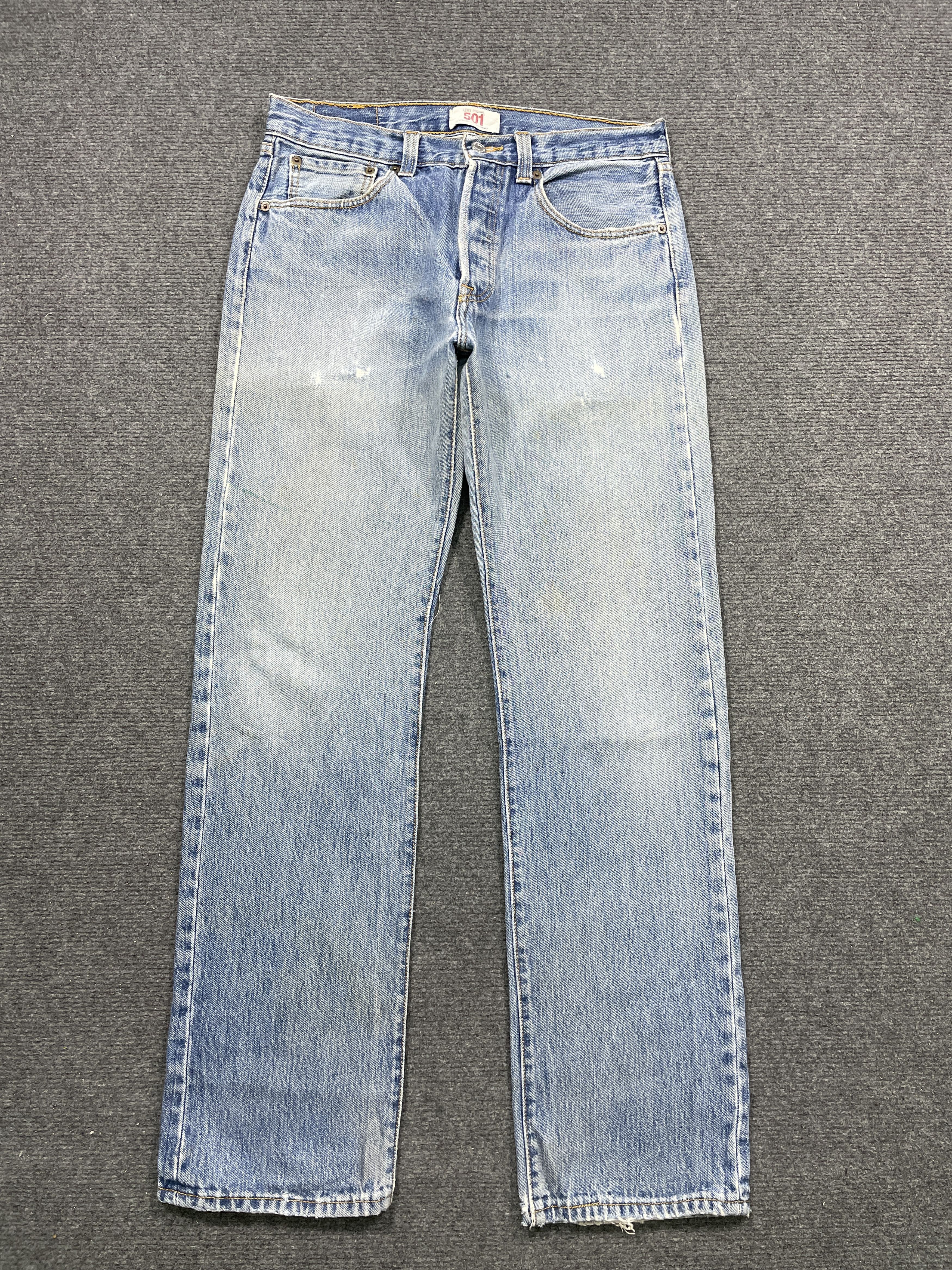 image of Levis 501 Lght Wash Jeans 31X31 in Blue Denim, Men's
