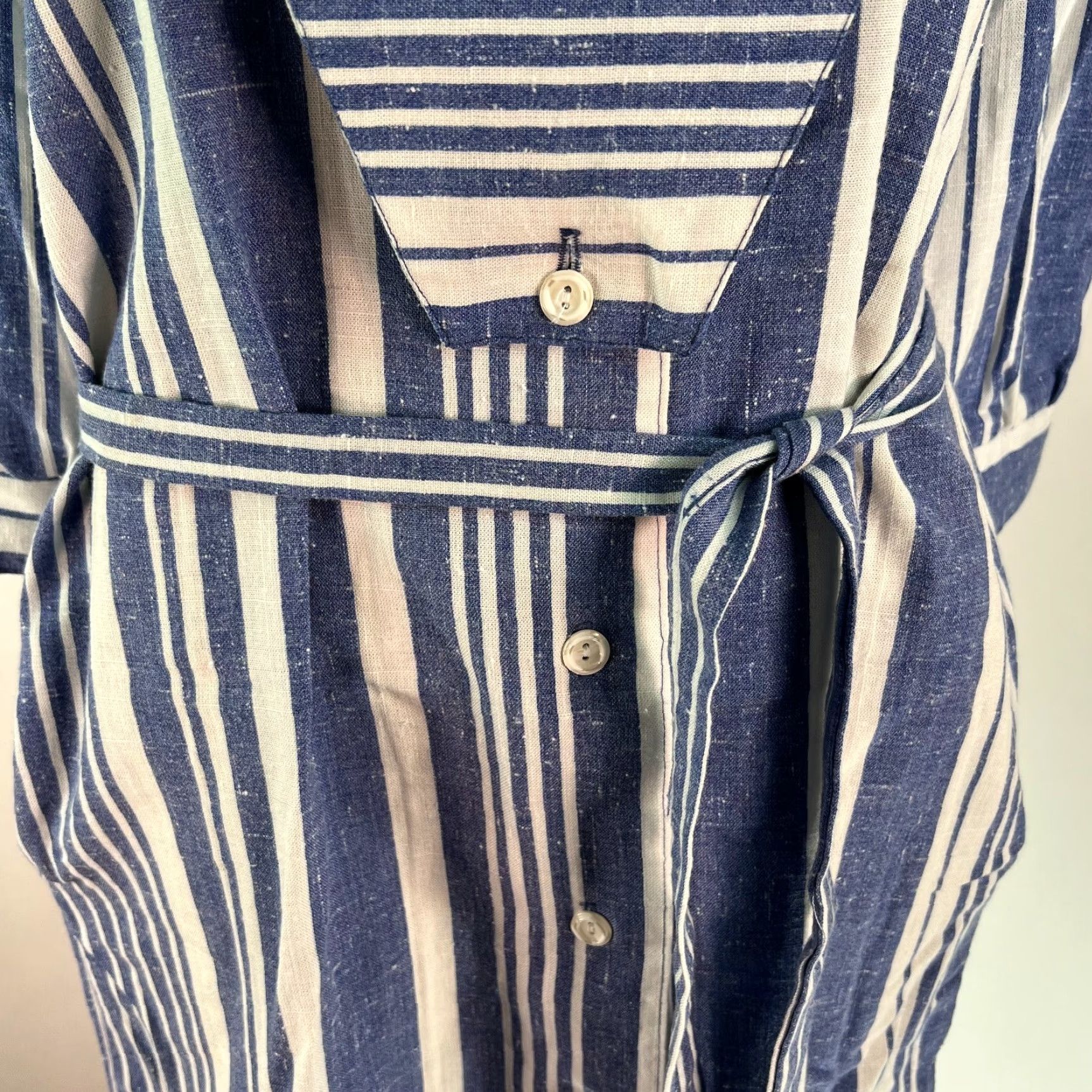 Vintage Vintage Breli Originals Womens Blue Striped Belted 3/4 Sleeves Midi Dress Sz 12 Size XL / US 12-14 / IT 48-50 - 6 Thumbnail