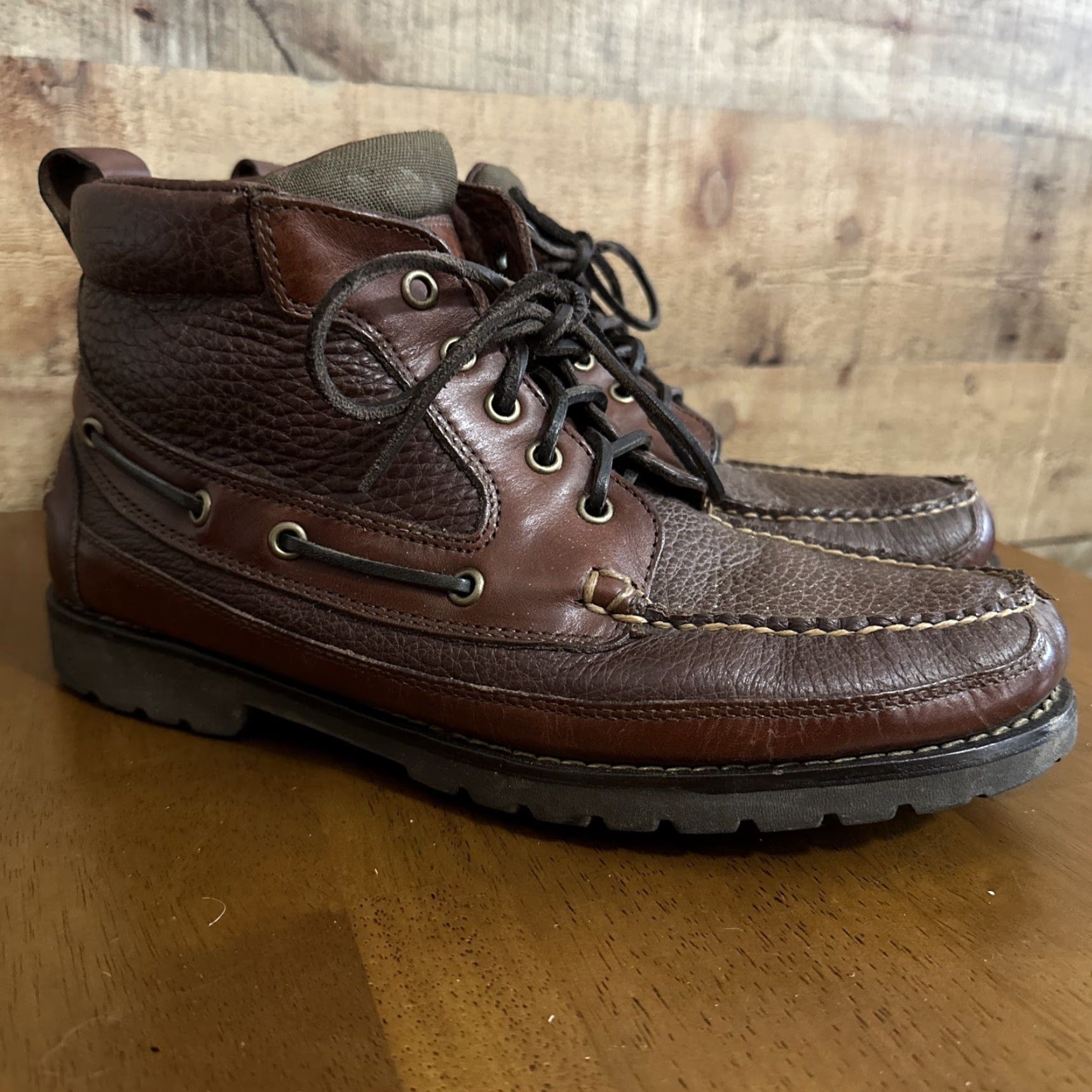 Vintage L.L. Bean East Point Men's Brown Leather Boots Size 10.5 D Boots Brown Leather East Point Men's RN71341 273824 Size US 11 / EU 44 - 2 Thumbnail
