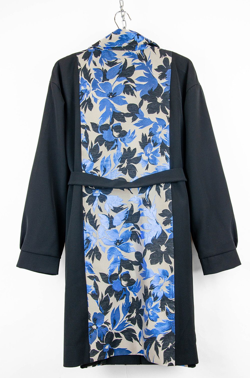 Boutique Moschino Moschino Boutique Floral Coat Black Blue Belted - Size IT44 Size M / US 6-8 / IT 42-44 - 2 Thumbnail