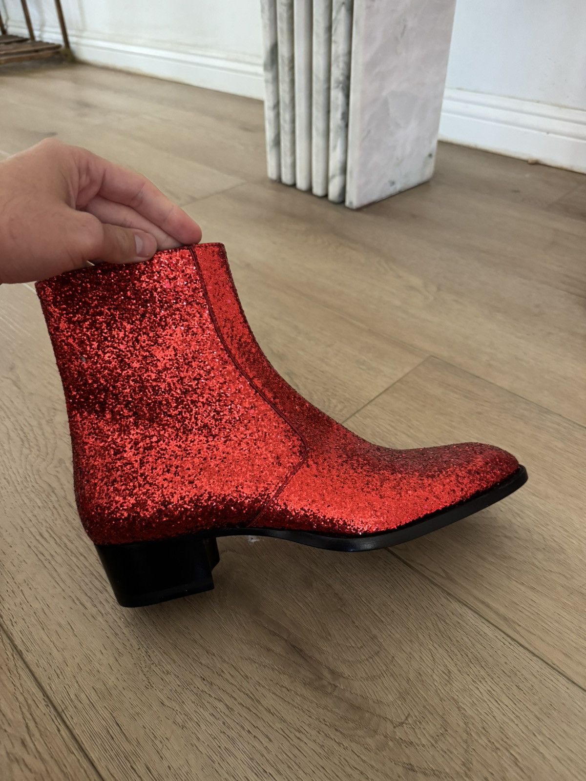 Saint Laurent Paris New Hedi FW16 Red Glitter Wyatts 43 Size US 10 / EU 43 - 4 Thumbnail