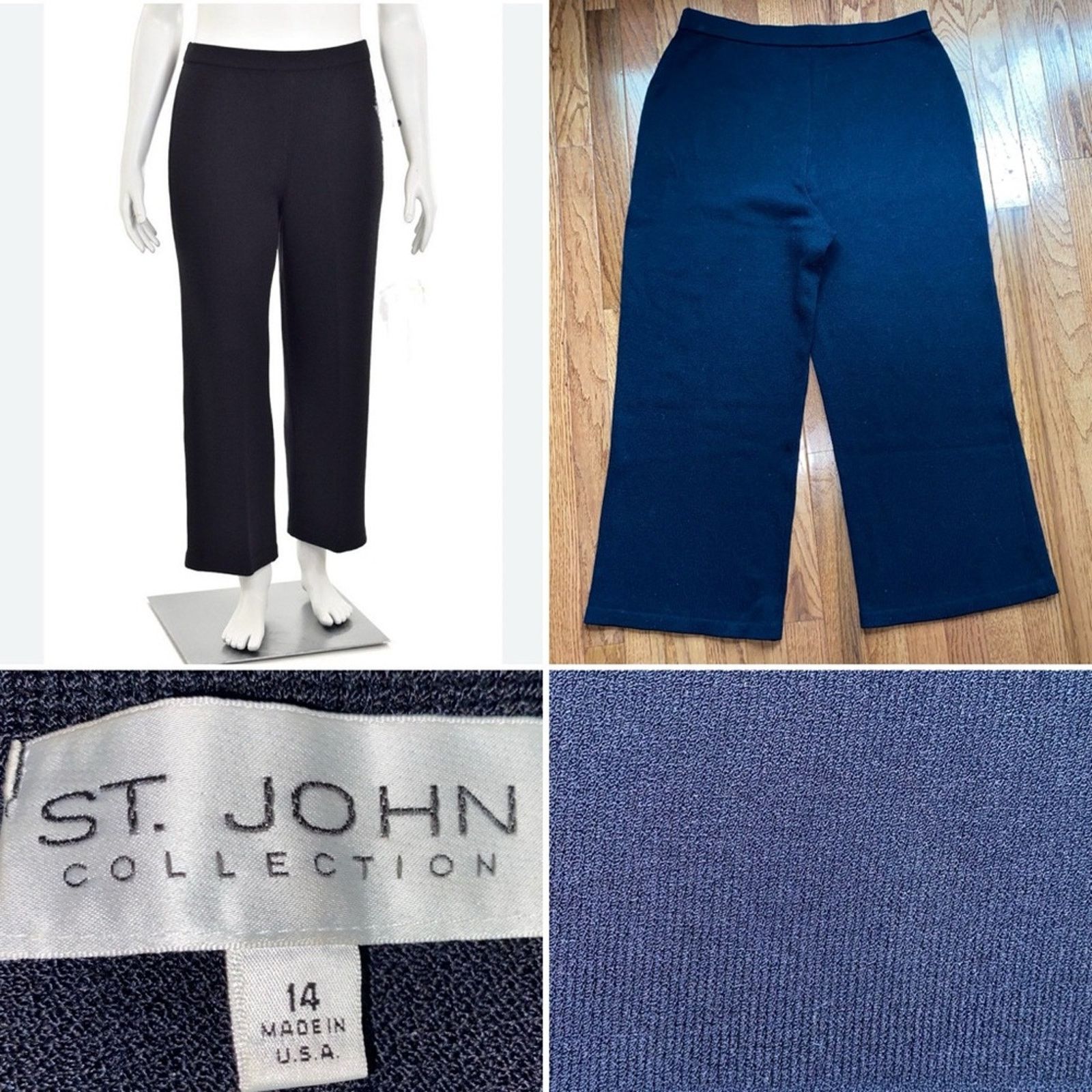 St. John St John Collection Womens Blk Santana Wide Leg Knit Pant 14 Size 36" / US 14 / IT 50 - 1 Thumbnail
