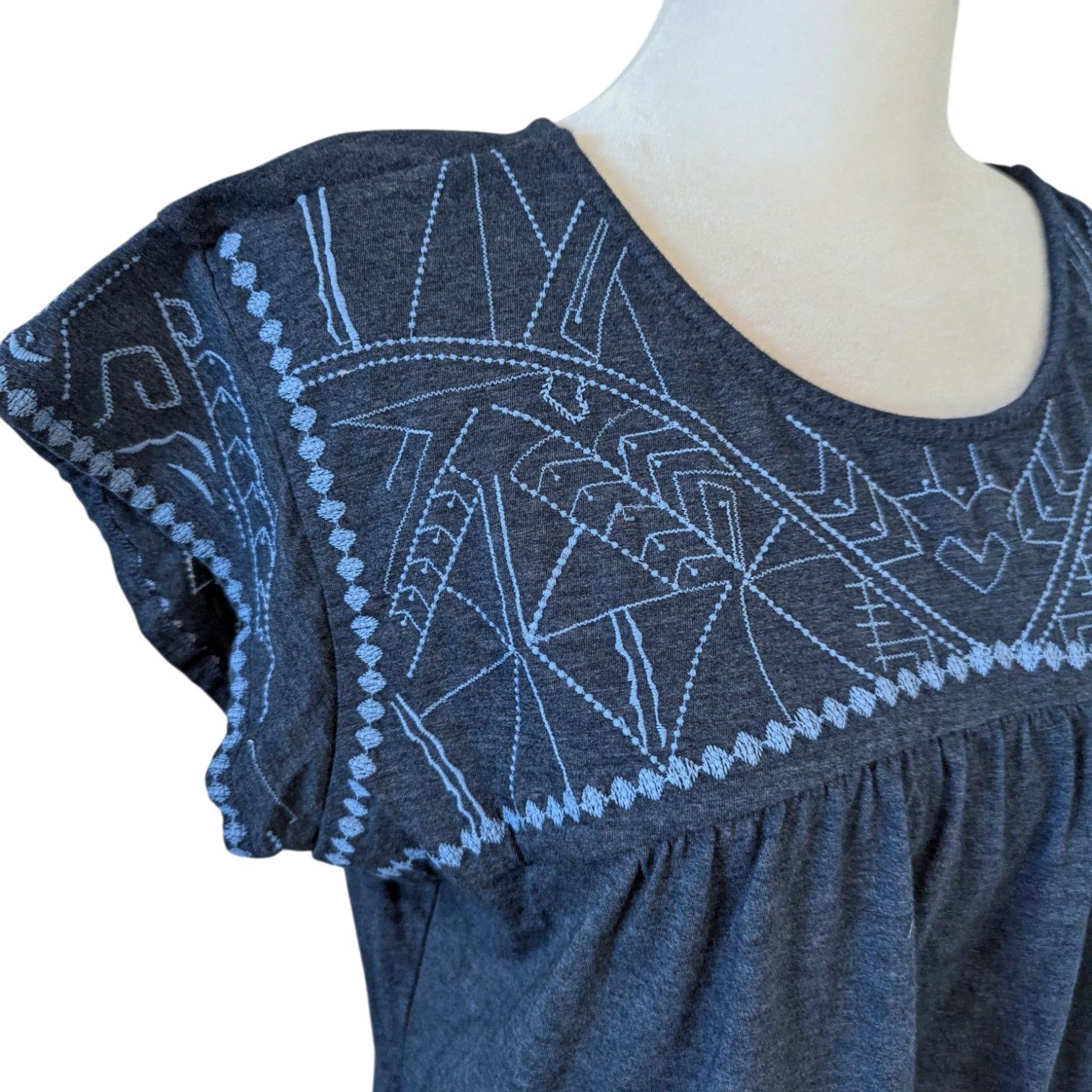 Other Aventura Poet Blue Organic Cotton Embroidered Blouse Medium Size M / US 6-8 / IT 42-44 - 6 Thumbnail