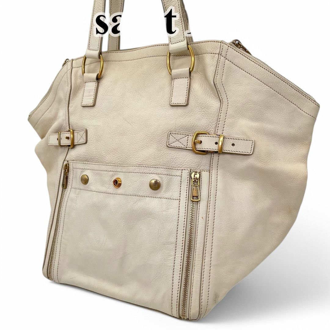 Yves Saint Laurent Yves Saint Laurent - Cassandra Handbag YSL Leather White Size ONE SIZE - 2 Thumbnail