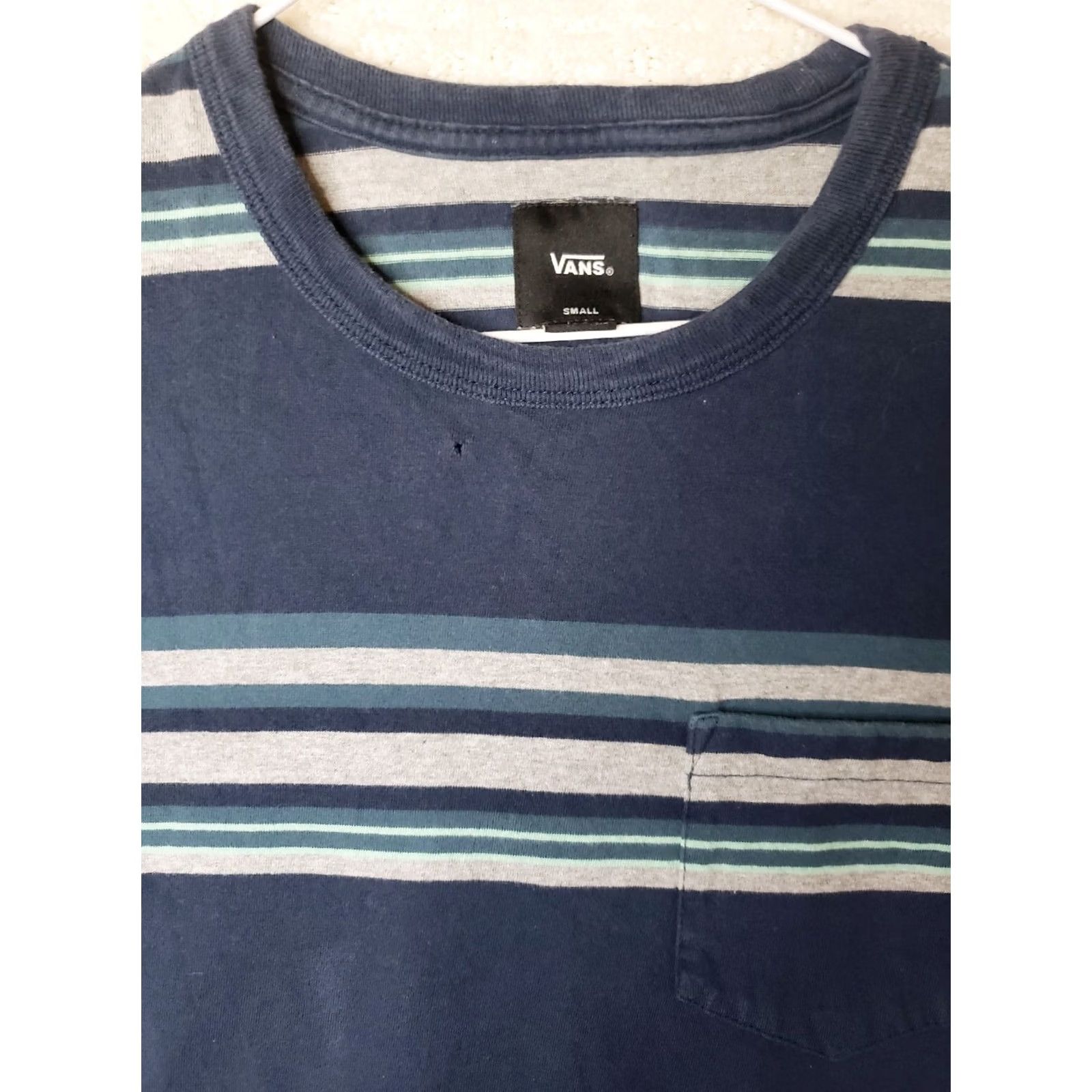 Vans VANS Off The Wall Men's S Pocketed Striped T-Shirt Short Sleeve Blue White Green Size US S / EU 44-46 / 1 - 5 Thumbnail
