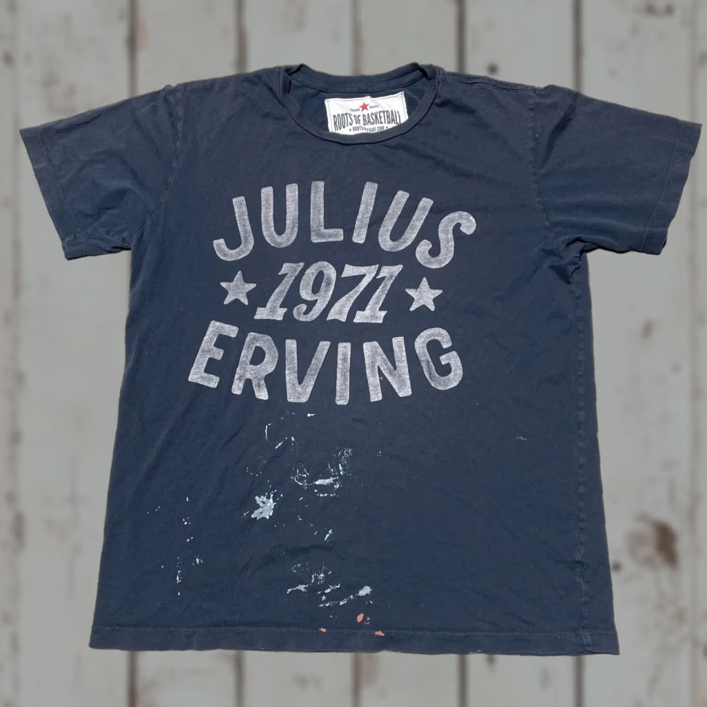 Roots Roots of Fight Julius Erving Basketball Shirt Short Sleeve Crew Neck M Black Cotton Men T-Shirt Vintage No SZ M Size US M / EU 48-50 / 2 - 1 Thumbnail