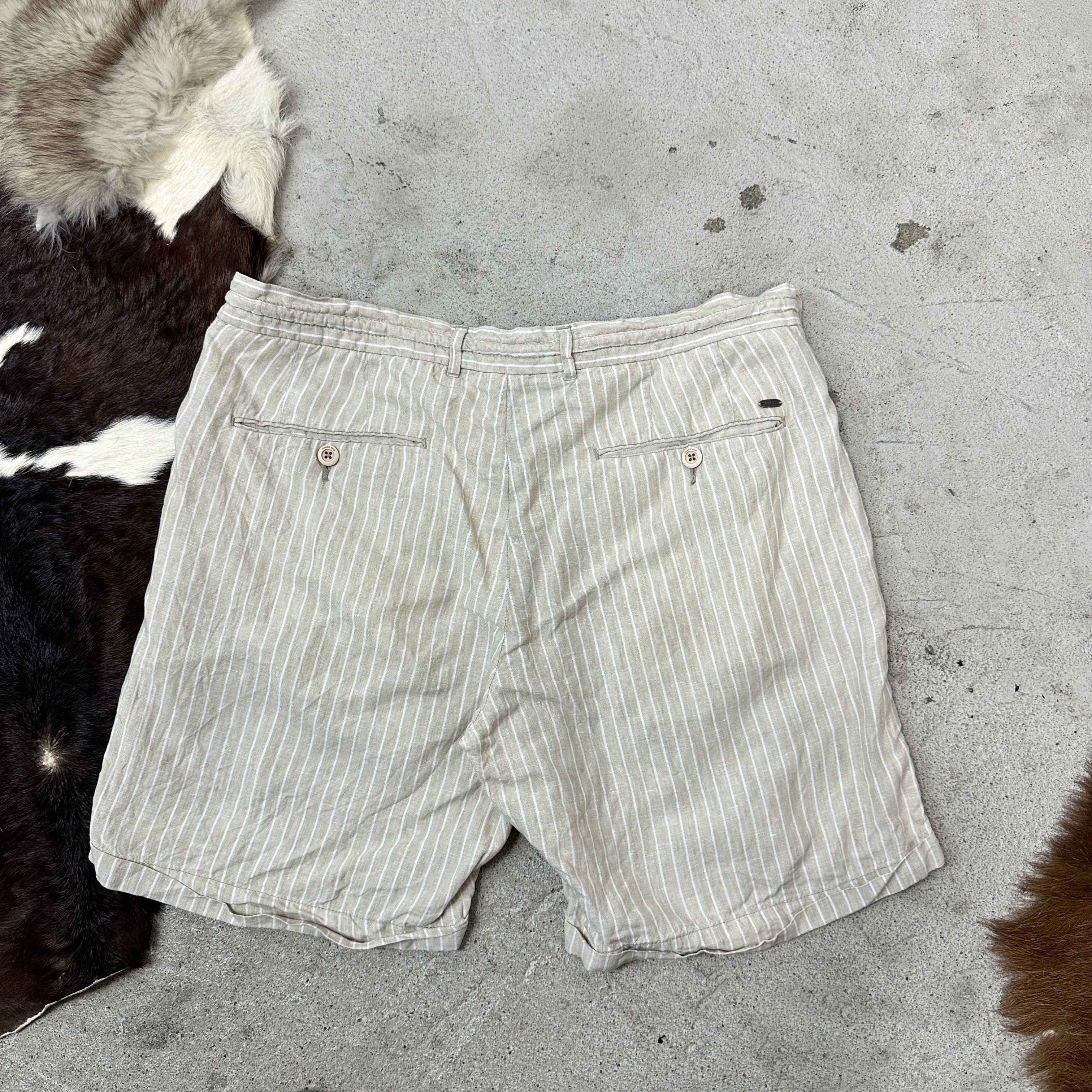 Mango Vintage Sporty Linen Striped Mango Shorts 00s Size 26" / US 2 / IT 38 - 4 Thumbnail