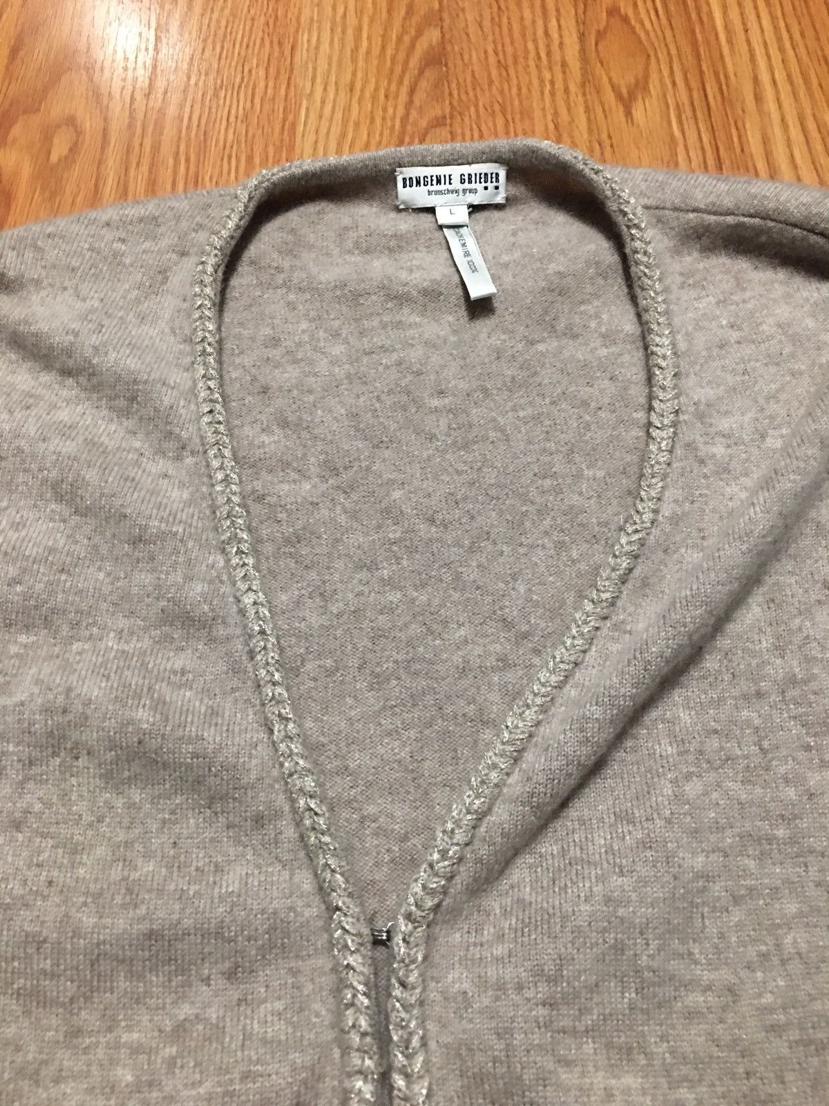 Bongenie Grieder Beige Cashmere Sweater Cardigan Size L