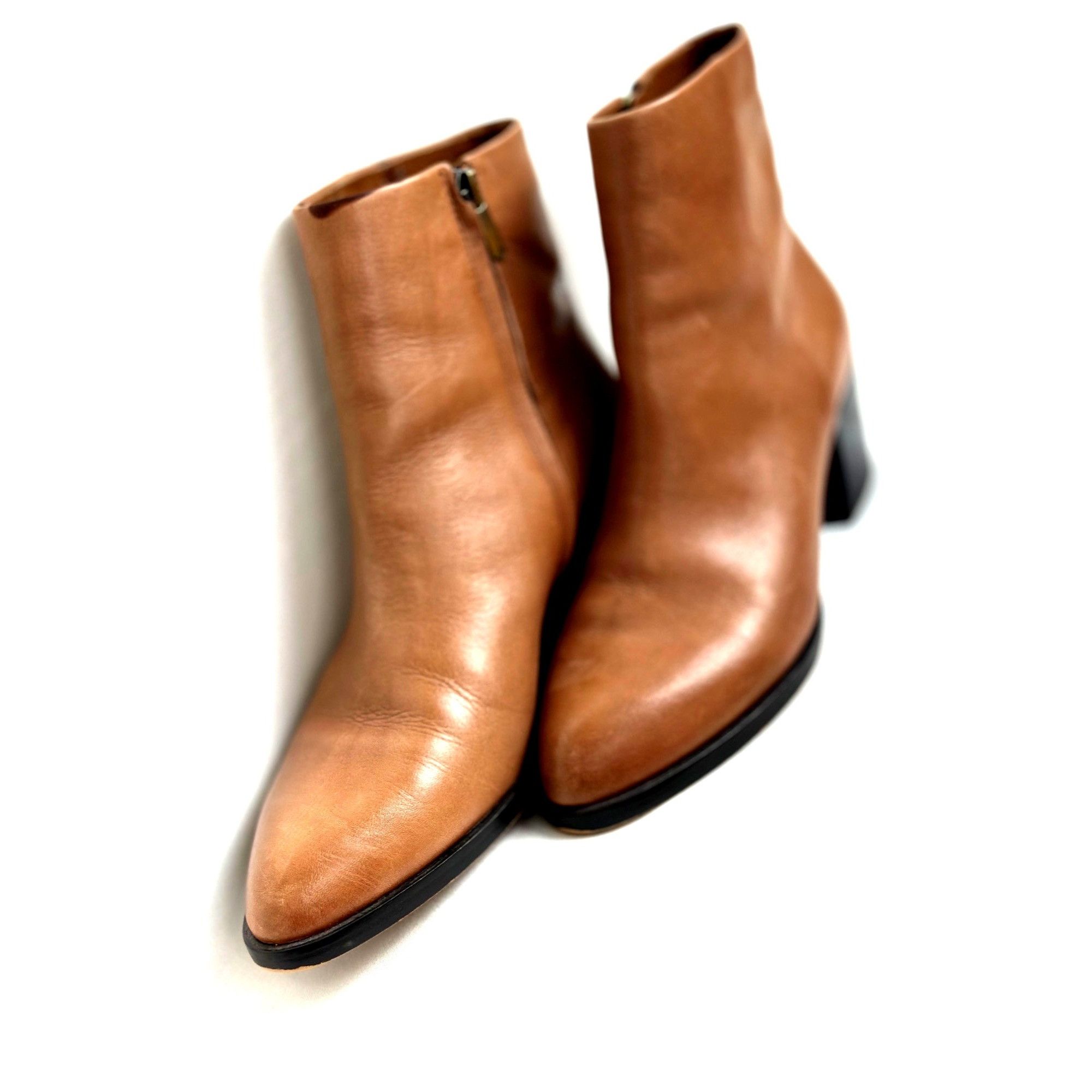 Sam Edelman Sam Edelman Womens Leather Ankle Boots Size 8 Tan With Block Size US 8 / IT 38 - 1 Thumbnail