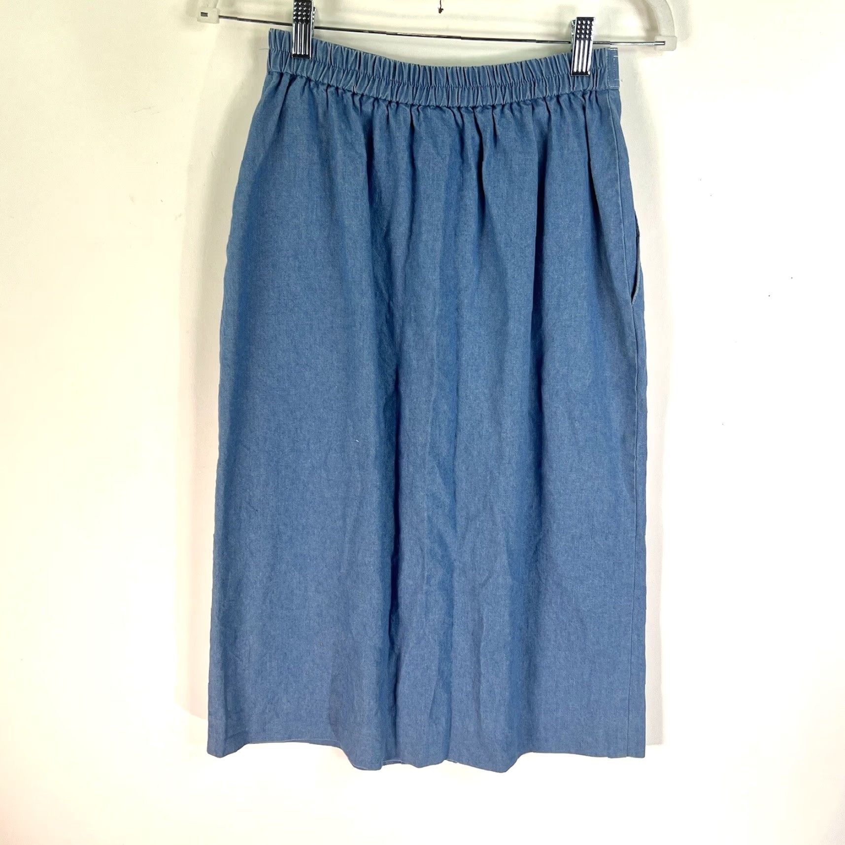 GRAFF Vintage Graff Women's Denim Skirt Size 6 Midi Pockets Studded Blue Stretch Casual Size 28" / US 6 / IT 42 - 6 Thumbnail
